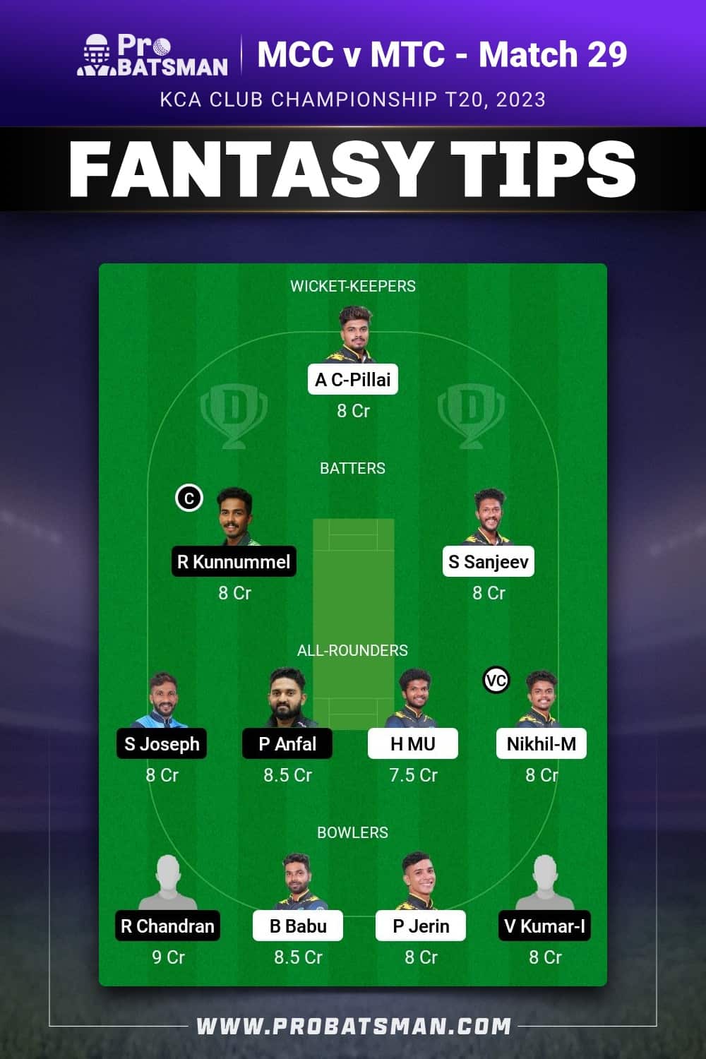 MCC vs MTC Dream11 Prediction - Fantasy Team 1 MCC vs MTC Dream11 Prediction - Fantasy Team 1