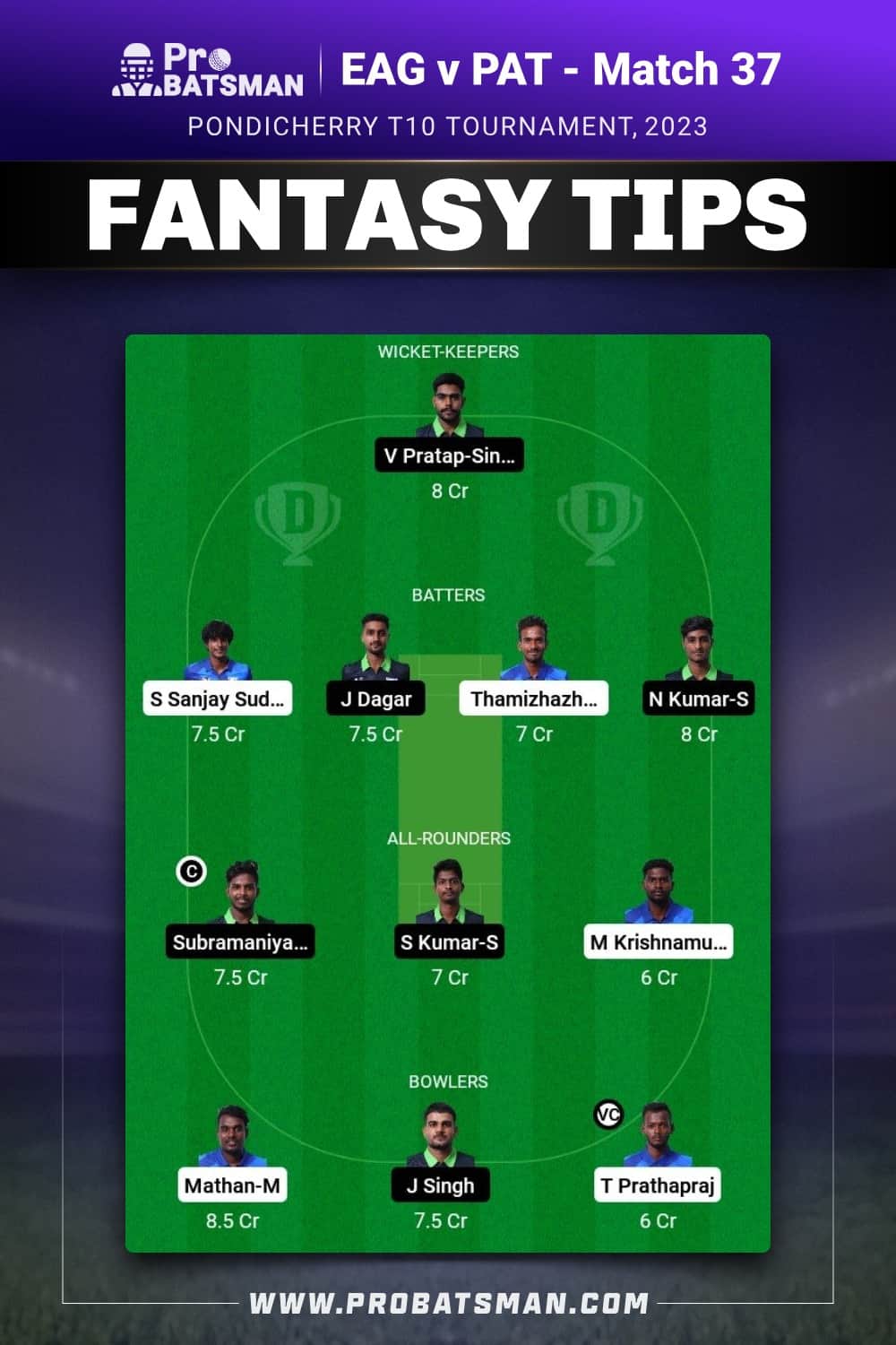 EAG vs PAT Dream11 Prediction - Fantasy Team 2