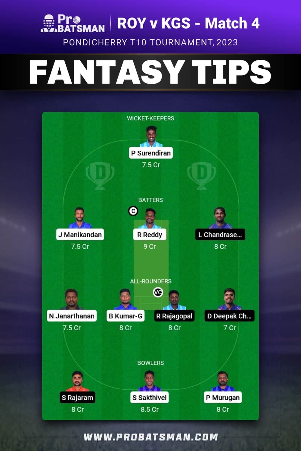 ROY vs KGS Dream11 Prediction - Fantasy Team 2