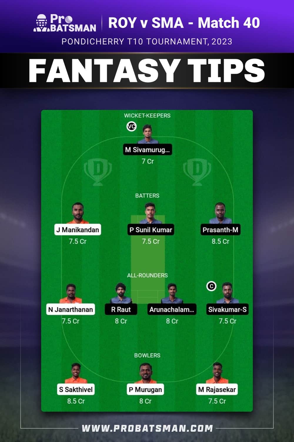 ROY vs SMA Dream11 Prediction - Fantasy Team 2 ROY vs SMA Dream11 Prediction - Fantasy Team 2