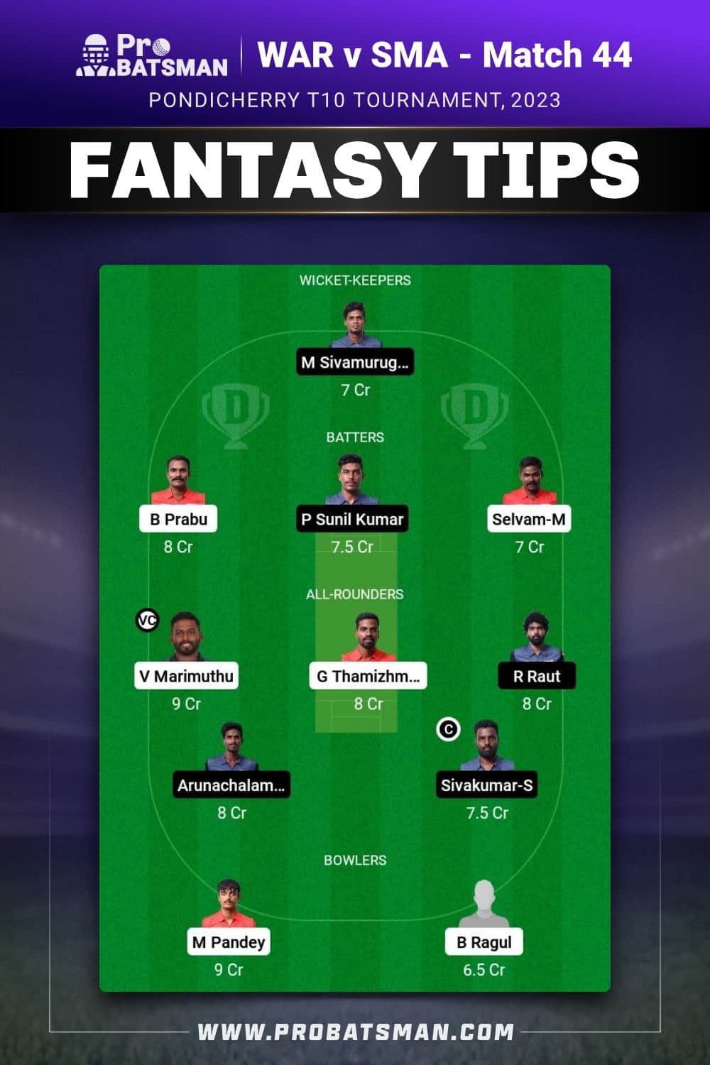 WAR vs SMA Dream11 Prediction - Fantasy Team 2 WAR vs SMA Dream11 Prediction - Fantasy Team 2