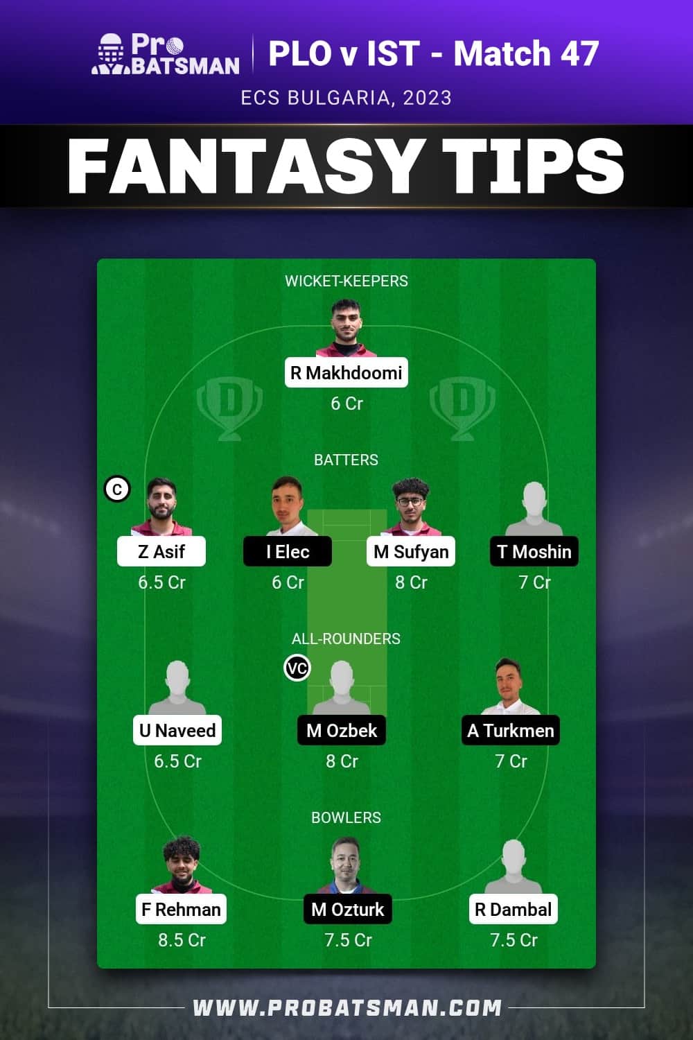 PLO vs IST Dream11 Prediction - Fantasy Team 1