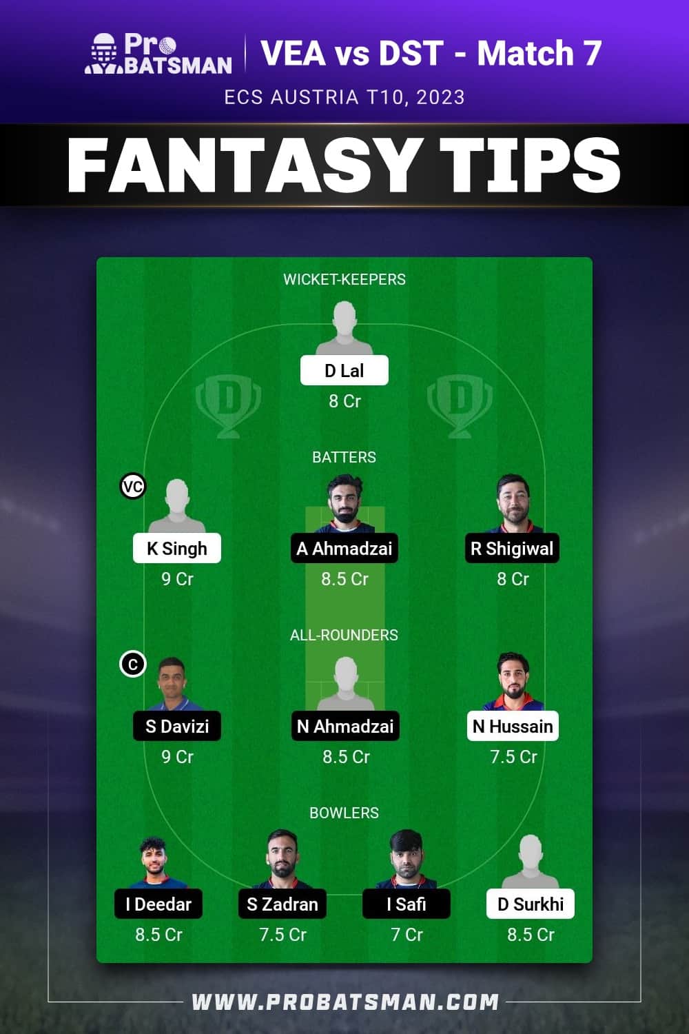 VEA vs DST Dream11 Prediction - Fantasy Team 2