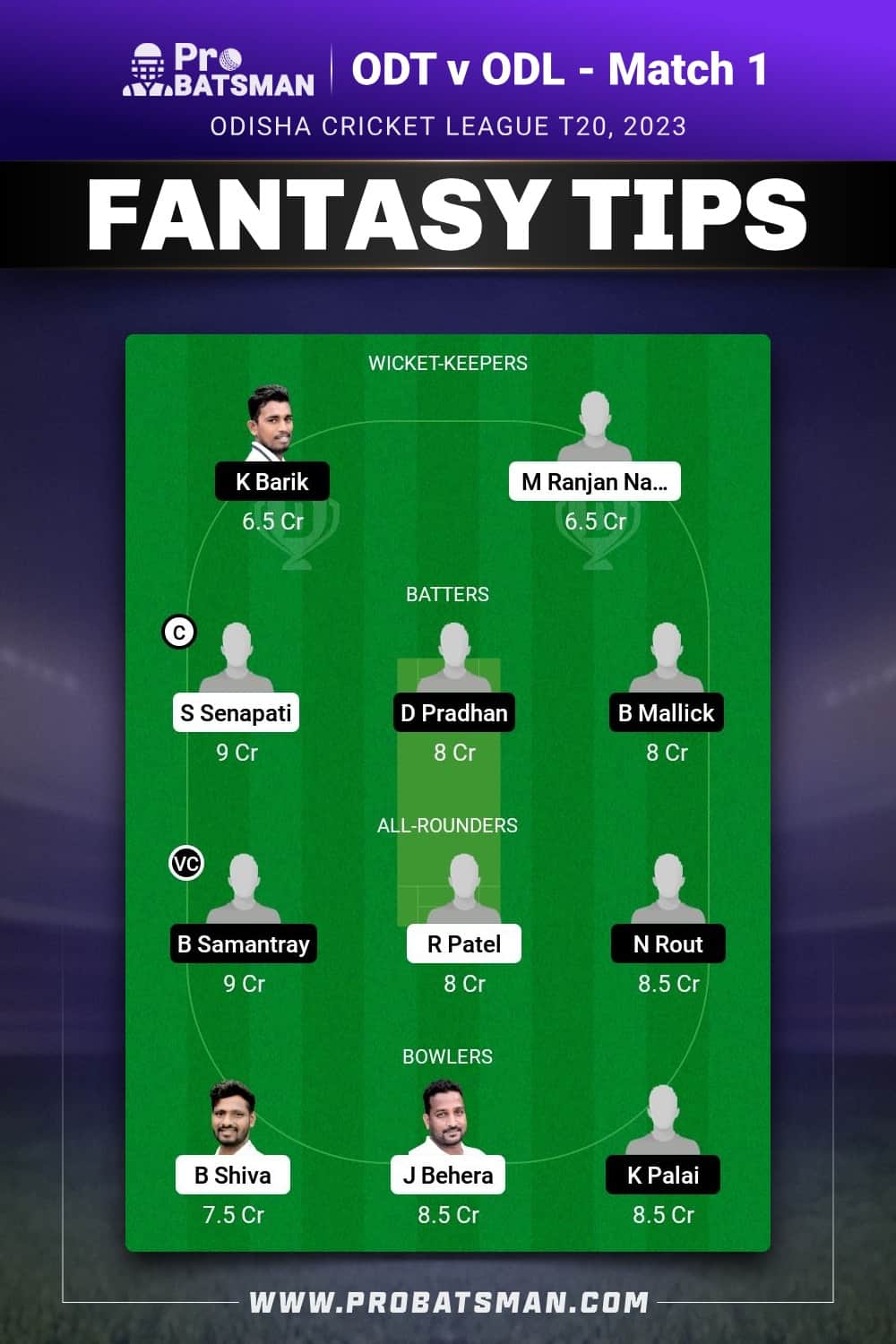 ODT vs ODL Dream11 Prediction - Fantasy Team 2 ODT vs ODL Dream11 Prediction - Fantasy Team 2