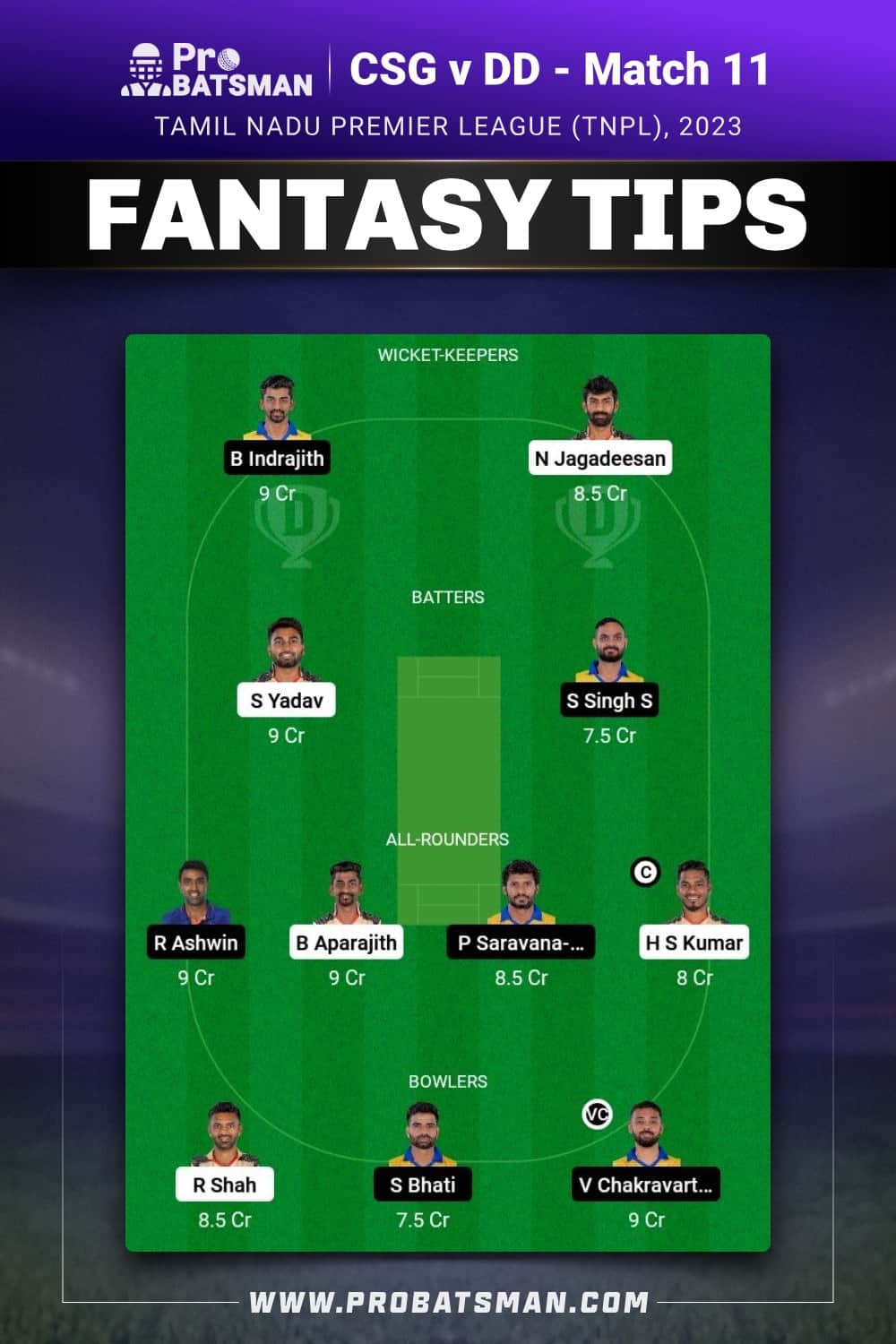 CSG vs DD Dream11 Prediction - Fantasy Team 2