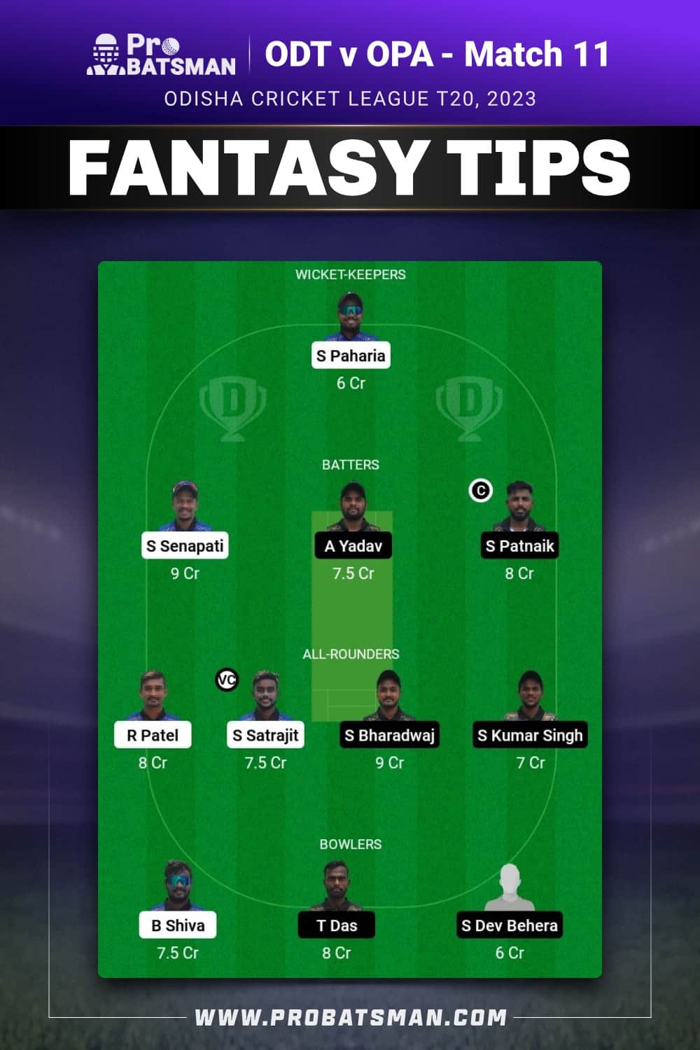 ODT vs OPA Dream11 Prediction - Fantasy Team 2 ODT vs OPA Dream11 Prediction - Fantasy Team 2