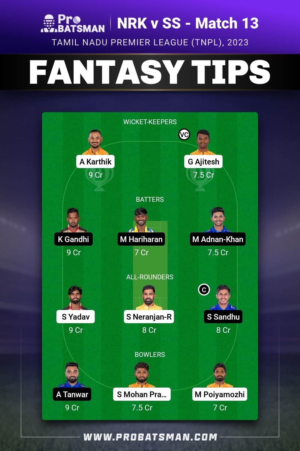 NRK vs SS Dream11 Prediction - Fantasy Team 2 NRK vs SS Dream11 Prediction - Fantasy Team 2