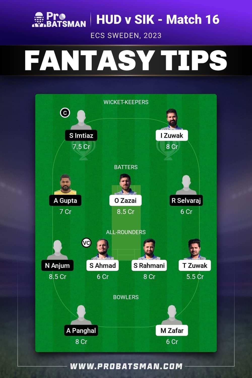 HUD vs SIK Dream11 Prediction - Fantasy Team 2