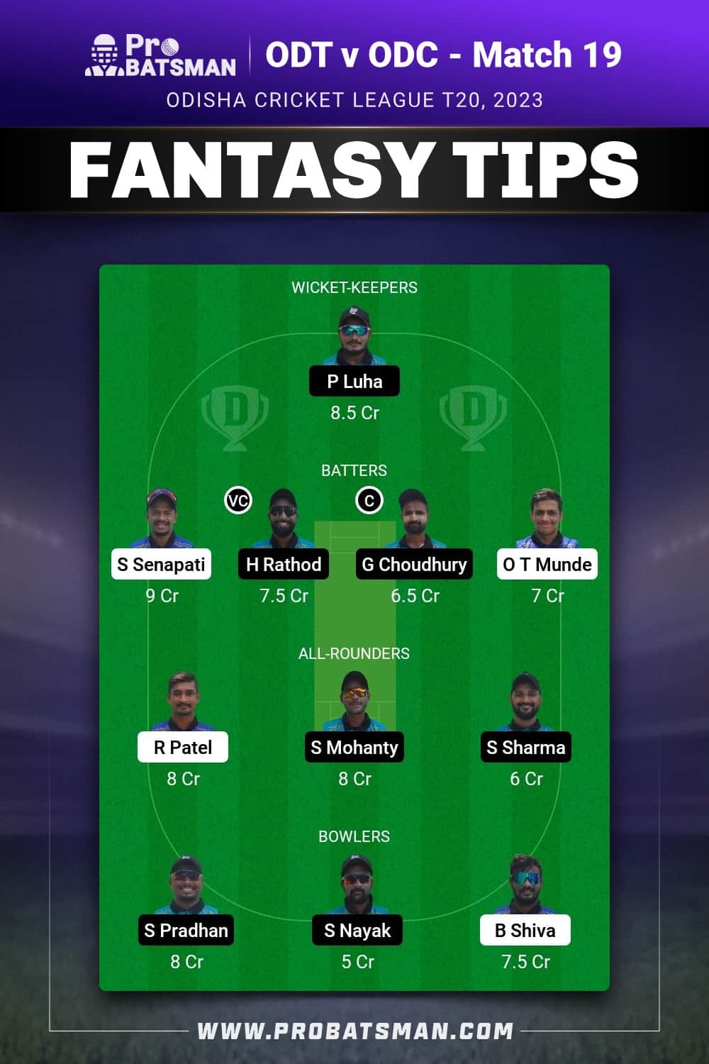 ODT vs ODC Dream11 Prediction - Fantasy Team 1 ODT vs ODC Dream11 Prediction - Fantasy Team 1