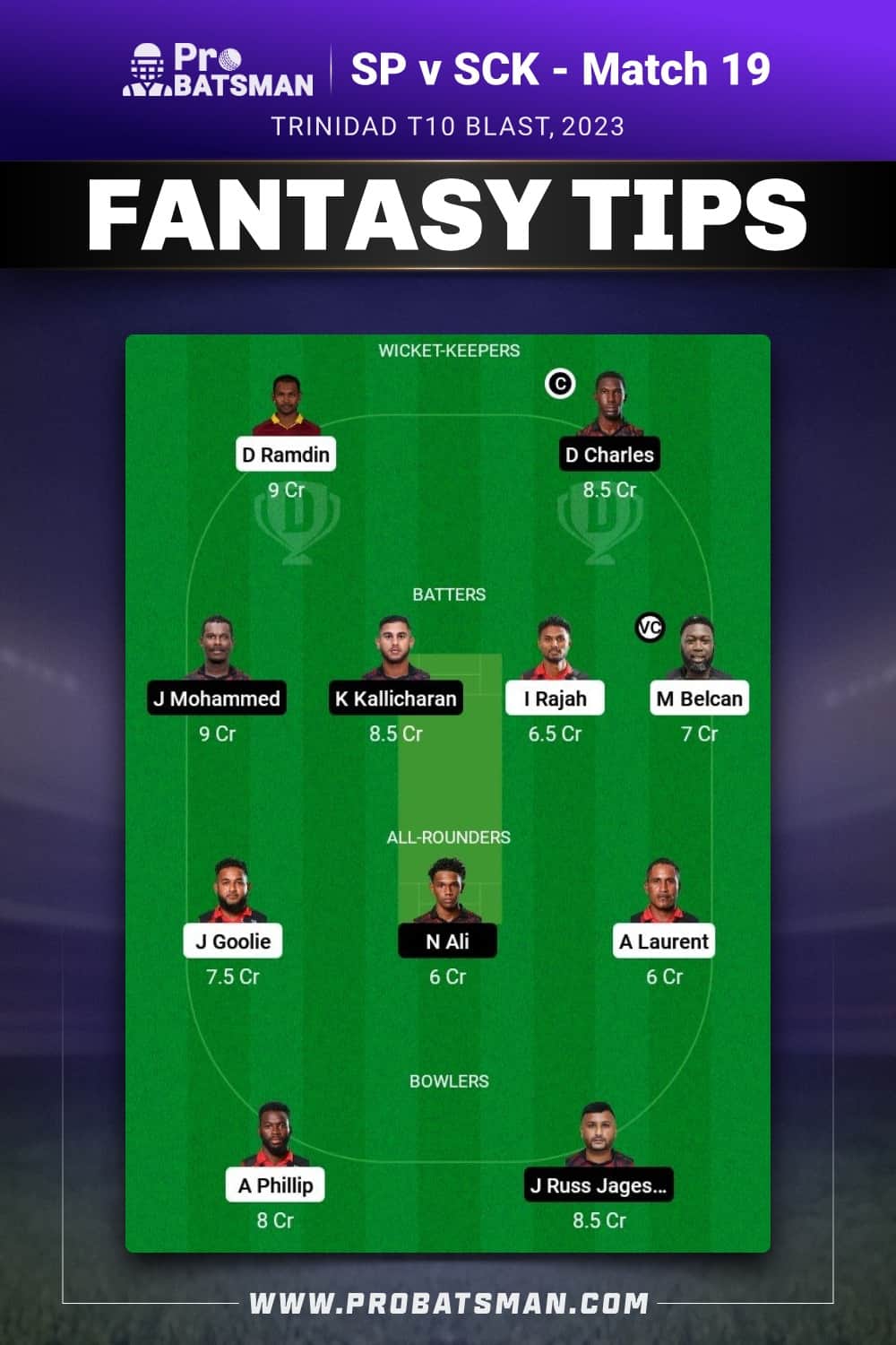 SP vs SCK Dream11 Prediction - Fantasy Team 1