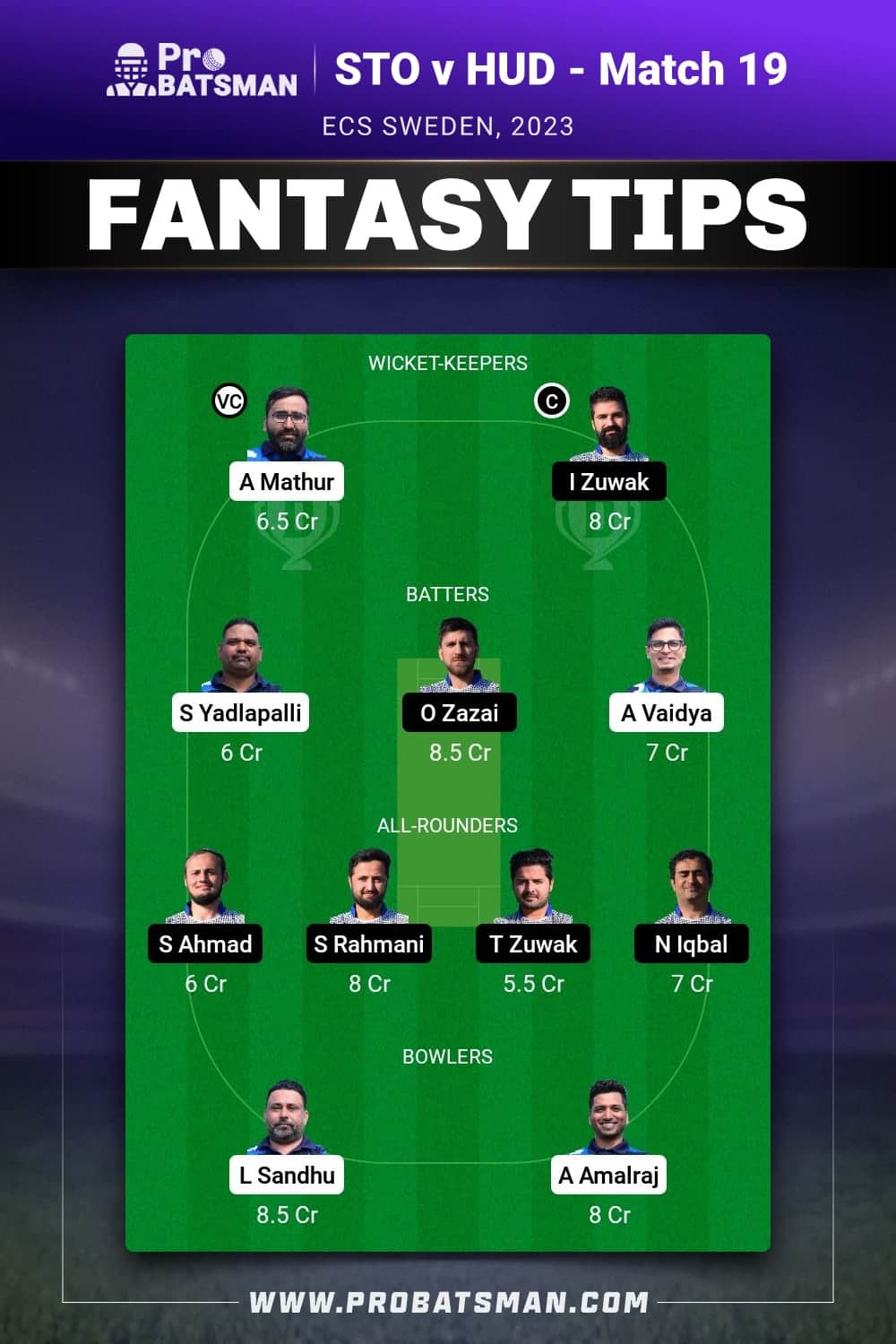 STO vs HUD Dream11 Prediction - Fantasy Team 2