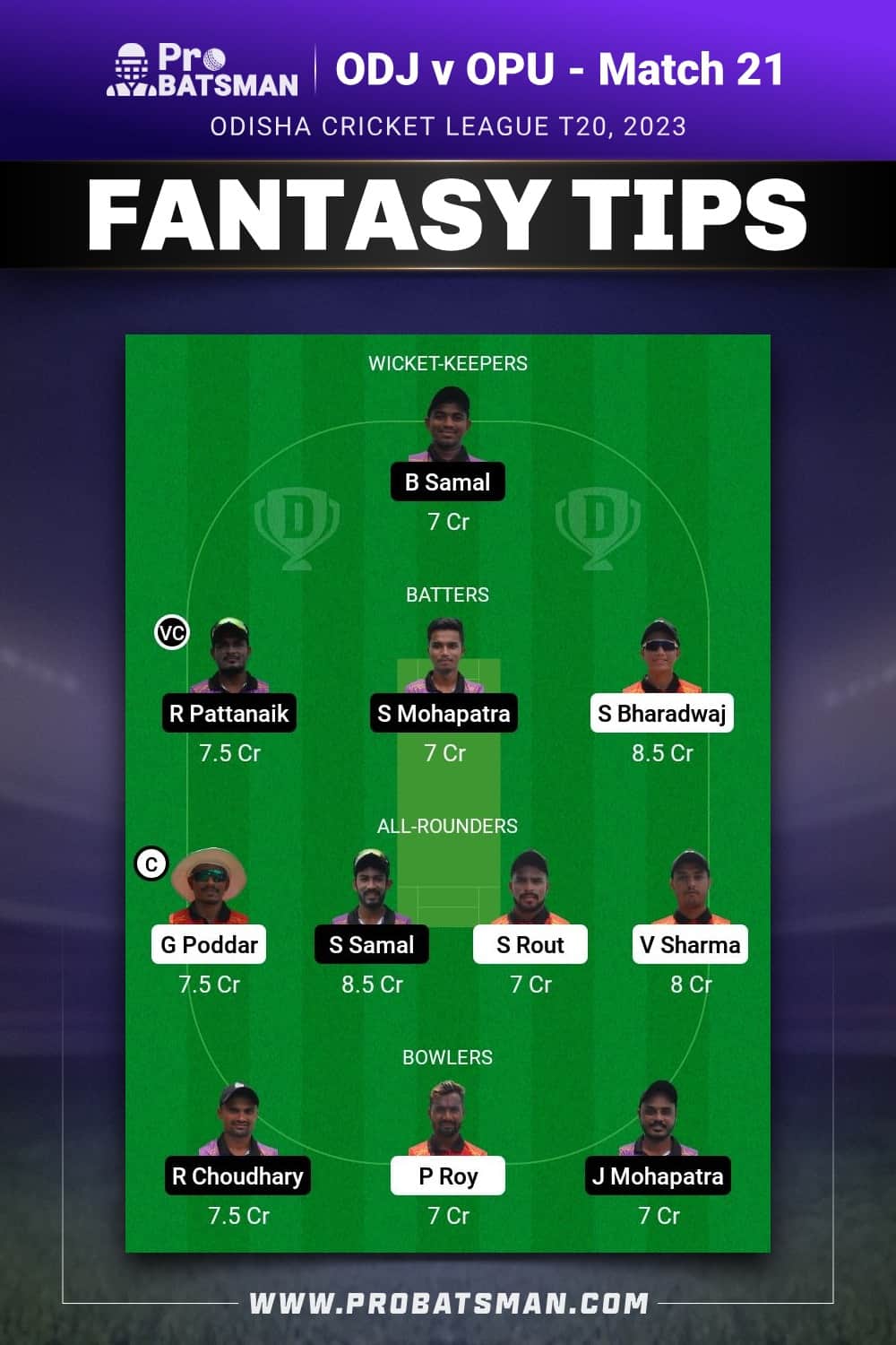 ODJ vs OPU Dream11 Prediction - Fantasy Team 2 ODJ vs OPU Dream11 Prediction - Fantasy Team 2