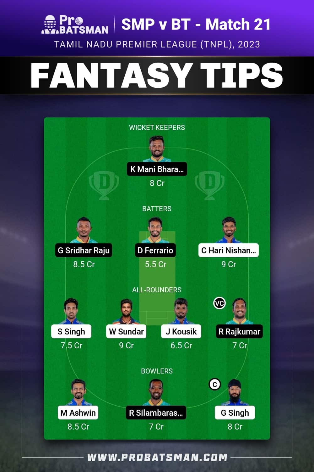 SMP vs BT Dream11 Prediction - Fantasy Team 2