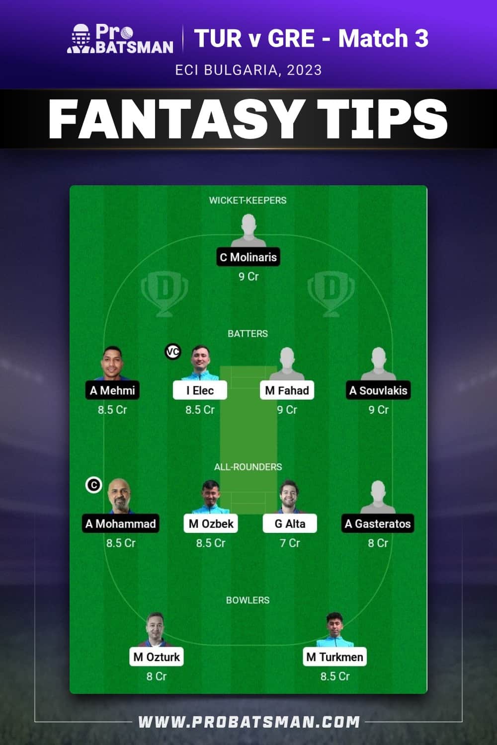 TUR vs GRE Dream11 Prediction - Fantasy Team 2 TUR vs GRE Dream11 Prediction - Fantasy Team 2