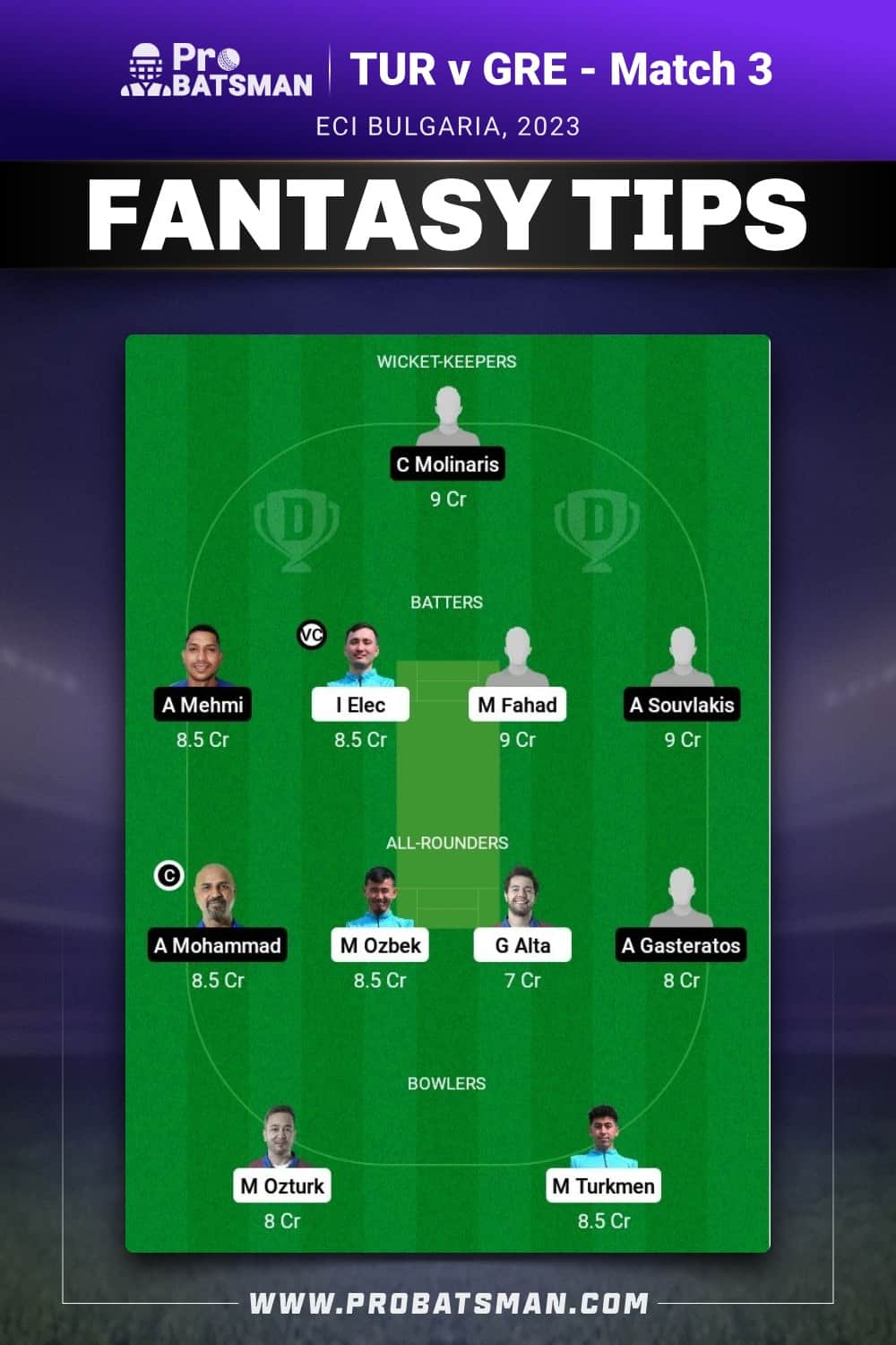 TUR vs GRE Dream11 Prediction - Fantasy Team 2