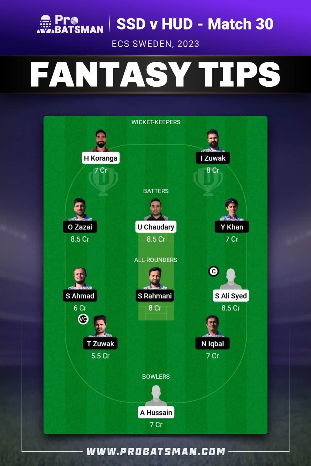 SSD vs HUD Dream11 Prediction - Fantasy Team 1 SSD vs HUD Dream11 Prediction - Fantasy Team 1