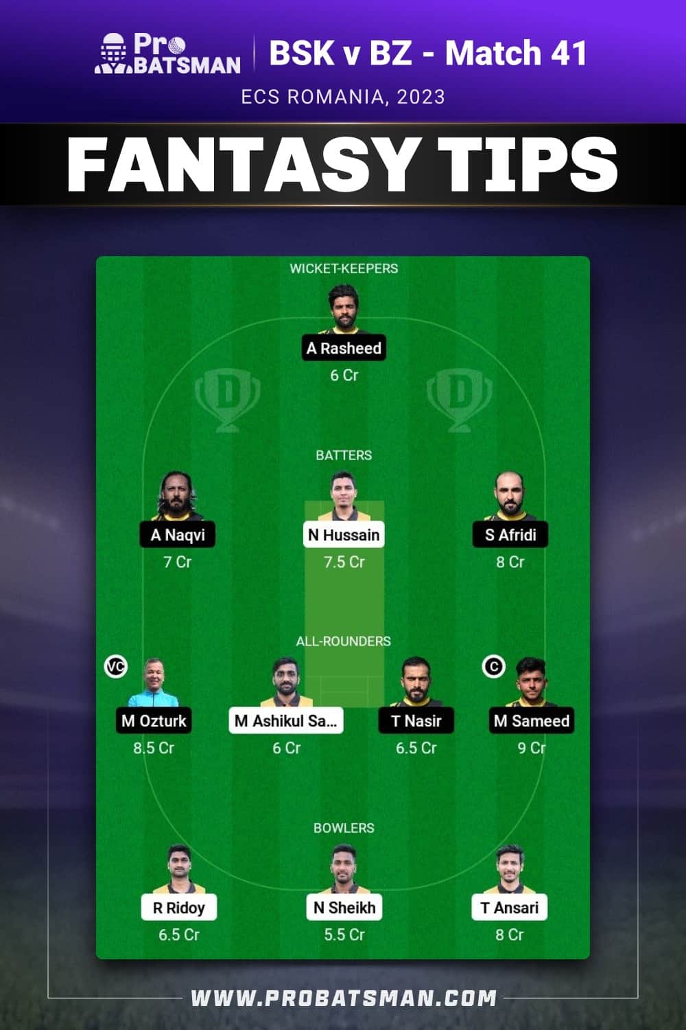 BSK vs BZ Dream11 Prediction - Fantasy Team 1 BSK vs BZ Dream11 Prediction - Fantasy Team 1
