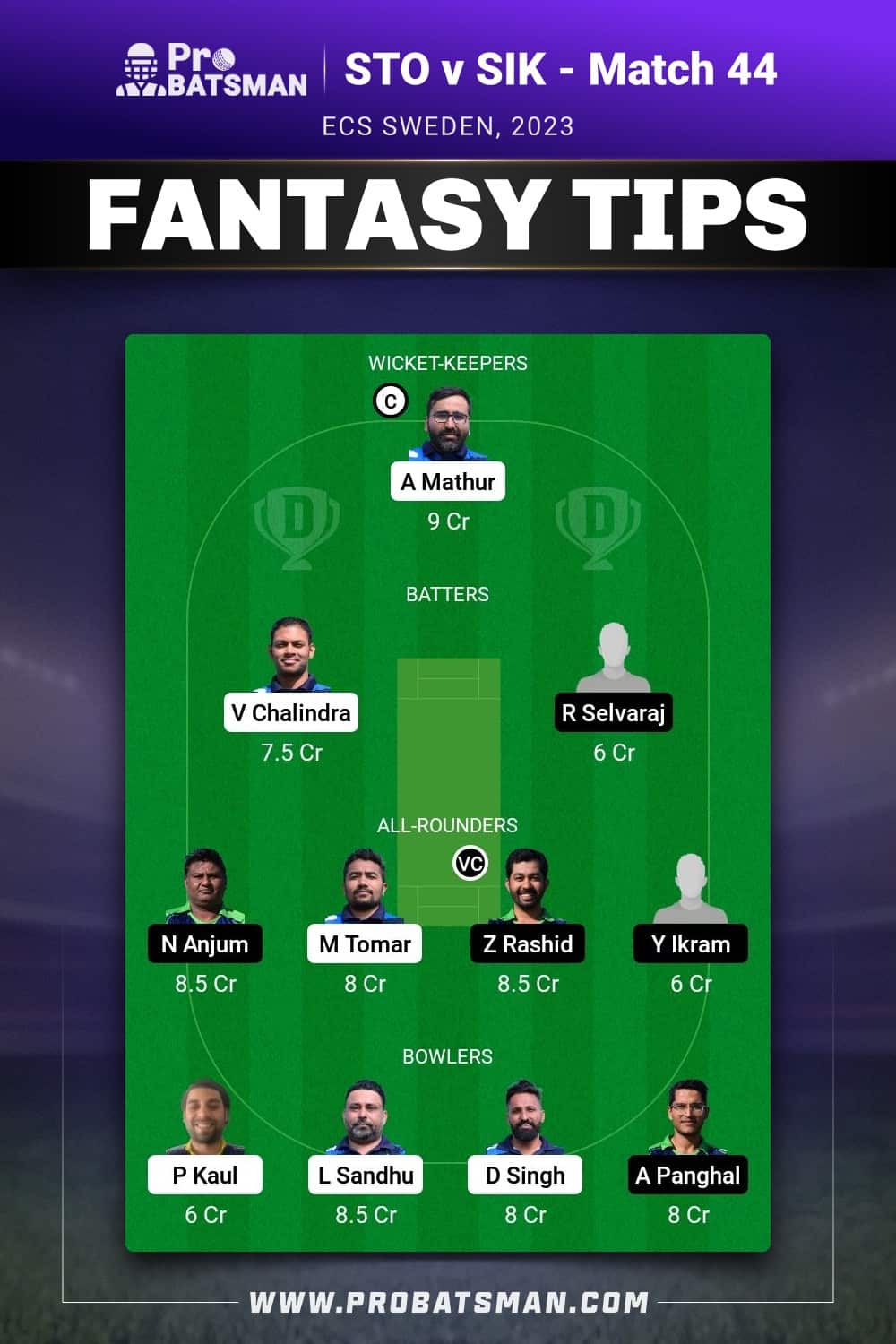 STO vs SIK Dream11 Prediction - Fantasy Team 2