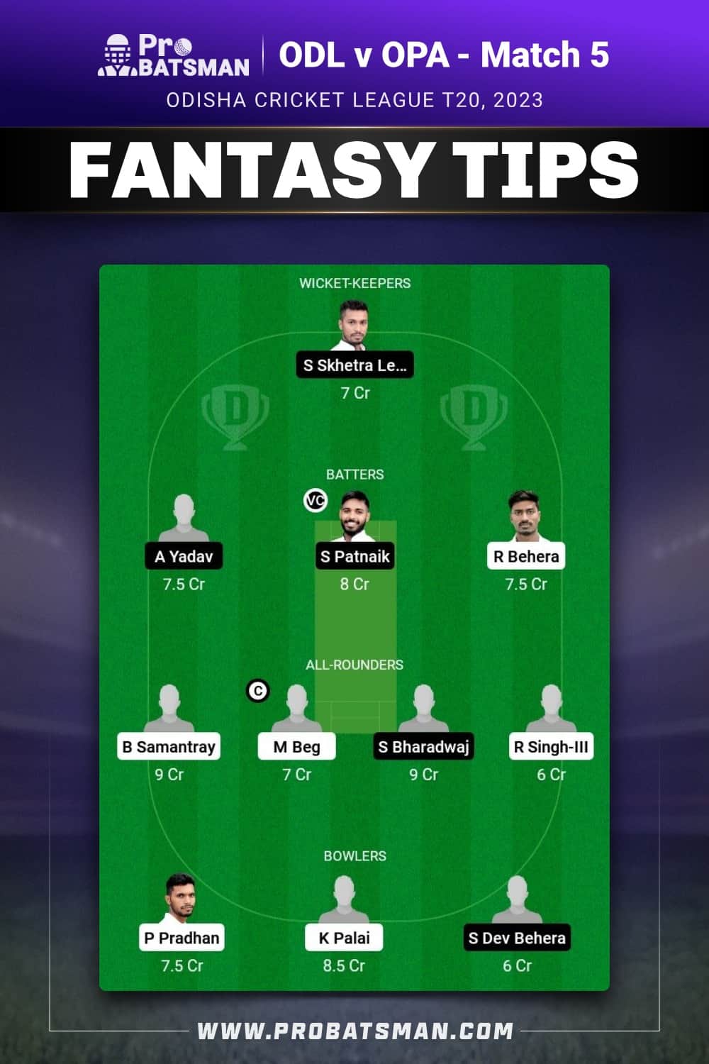 ODL vs OPA Dream11 Prediction - Fantasy Team 1 ODL vs OPA Dream11 Prediction - Fantasy Team 1