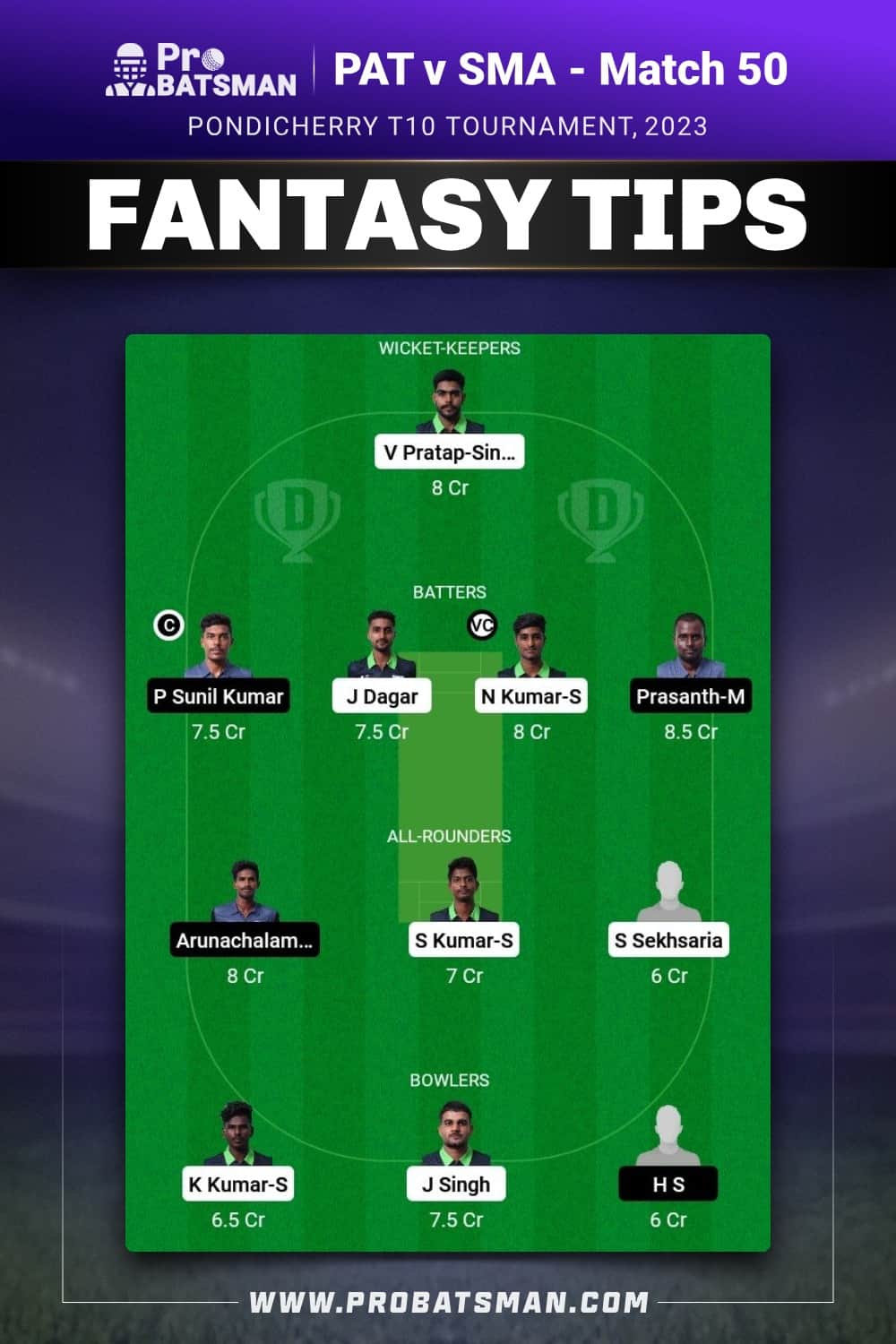 PAT vs SMA Dream11 Prediction - Fantasy Team 2