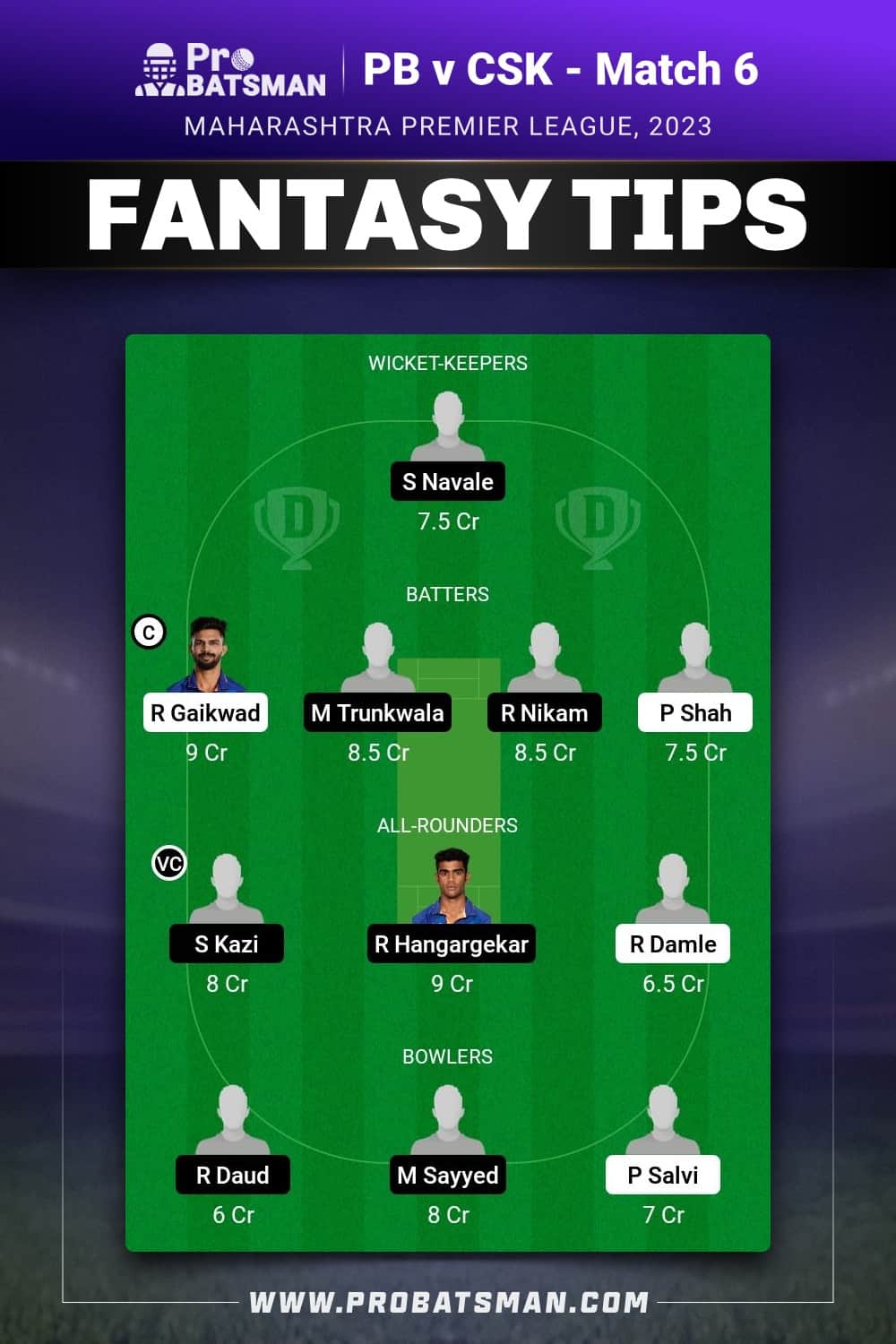 PB vs CSK Dream11 Prediction - Fantasy Team 1 PB vs CSK Dream11 Prediction - Fantasy Team 1