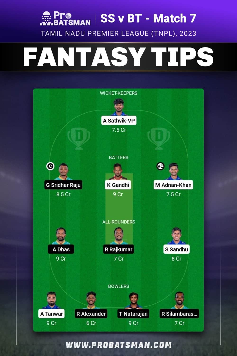 SS vs BT Dream11 Prediction - Fantasy Team 2