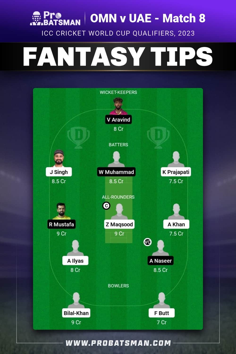 OMN vs UAE Dream11 Prediction - Fantasy Team 1 OMN vs UAE Dream11 Prediction - Fantasy Team 1