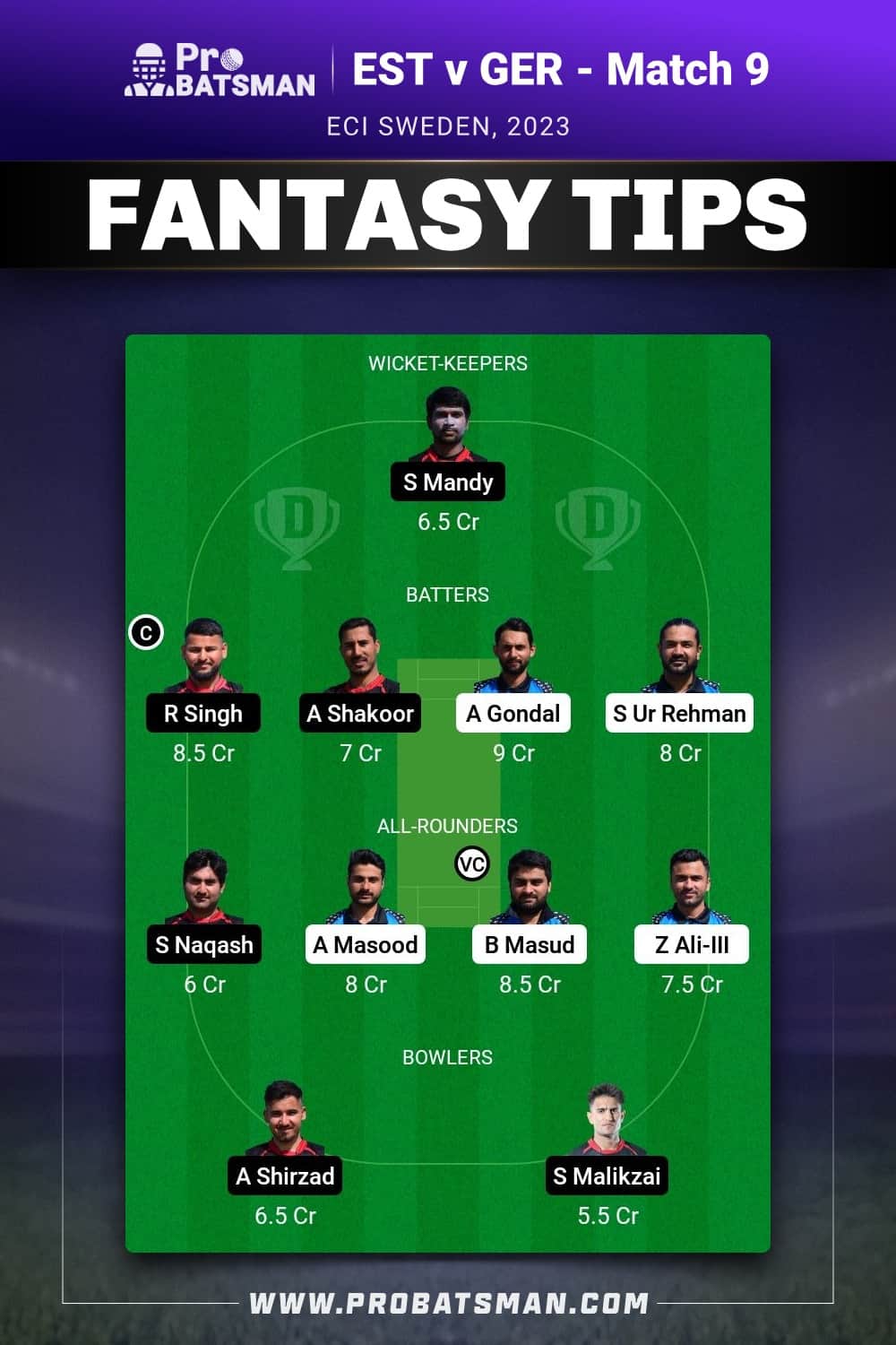 EST vs GER Dream11 Prediction - Fantasy Team 2 EST vs GER Dream11 Prediction - Fantasy Team 2