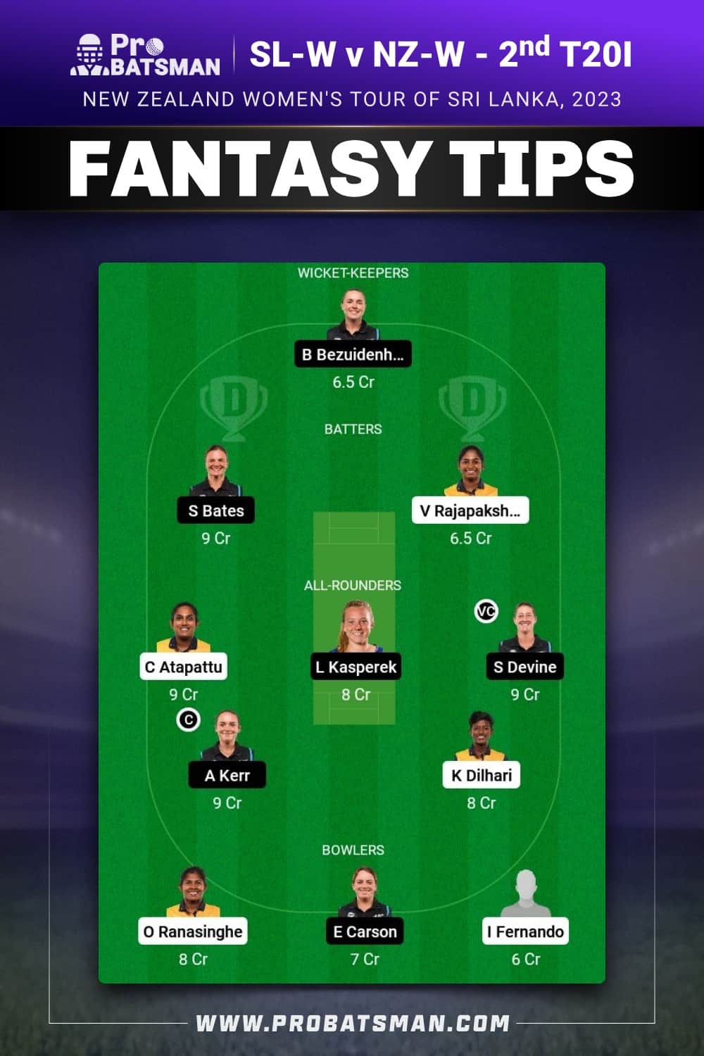 SL-W vs NZ-W Dream11 Prediction - Fantasy Team 1 SL-W vs NZ-W Dream11 Prediction - Fantasy Team 1