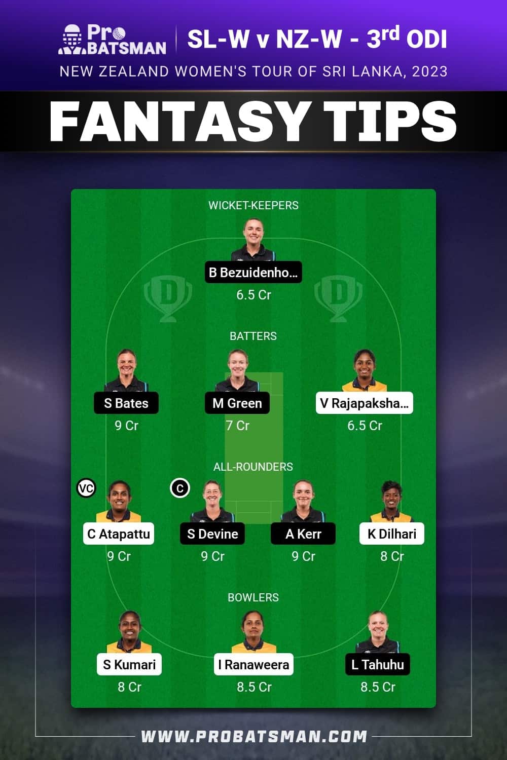 SL-W vs NZ-W Dream11 Prediction - Fantasy Team 2 SL-W vs NZ-W Dream11 Prediction - Fantasy Team 2