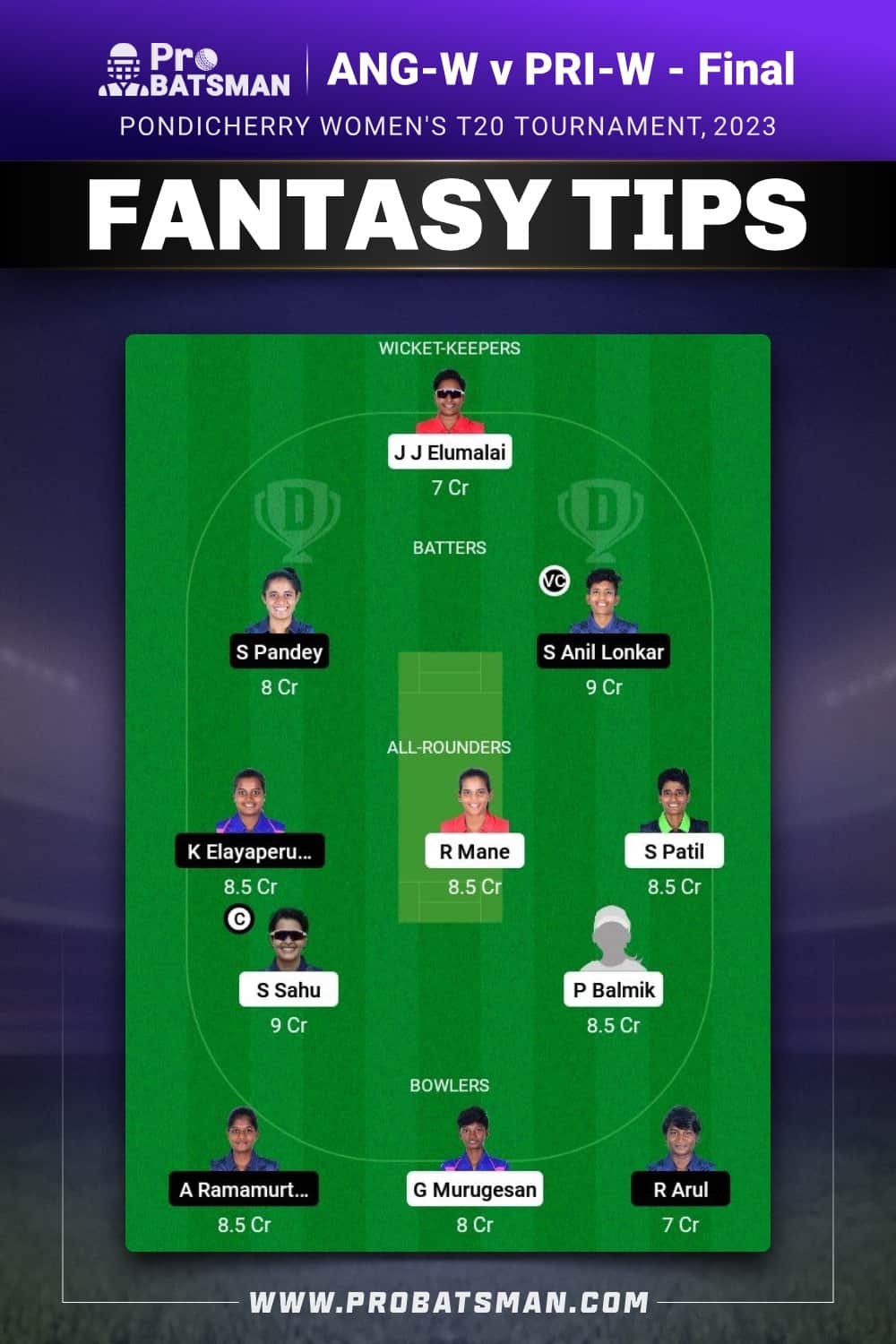 ANG-W vs PRI-W Dream11 Prediction - Fantasy Team 1 ANG-W vs PRI-W Dream11 Prediction - Fantasy Team 1