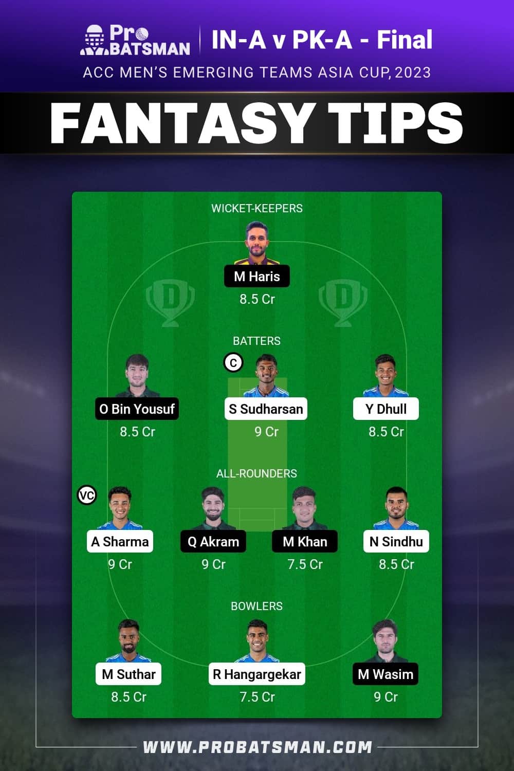 IN-A vs PK-A Dream11 Prediction - Fantasy Team 1 IN-A vs PK-A Dream11 Prediction - Fantasy Team 1