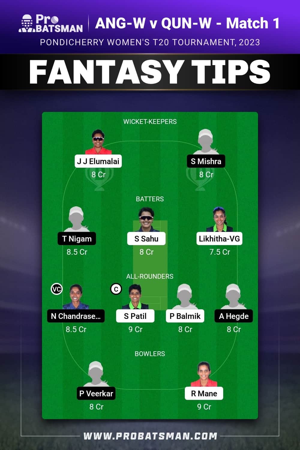 ANG-W vs QUN-W Dream11 Prediction - Fantasy Team 1 ANG-W vs QUN-W Dream11 Prediction - Fantasy Team 1