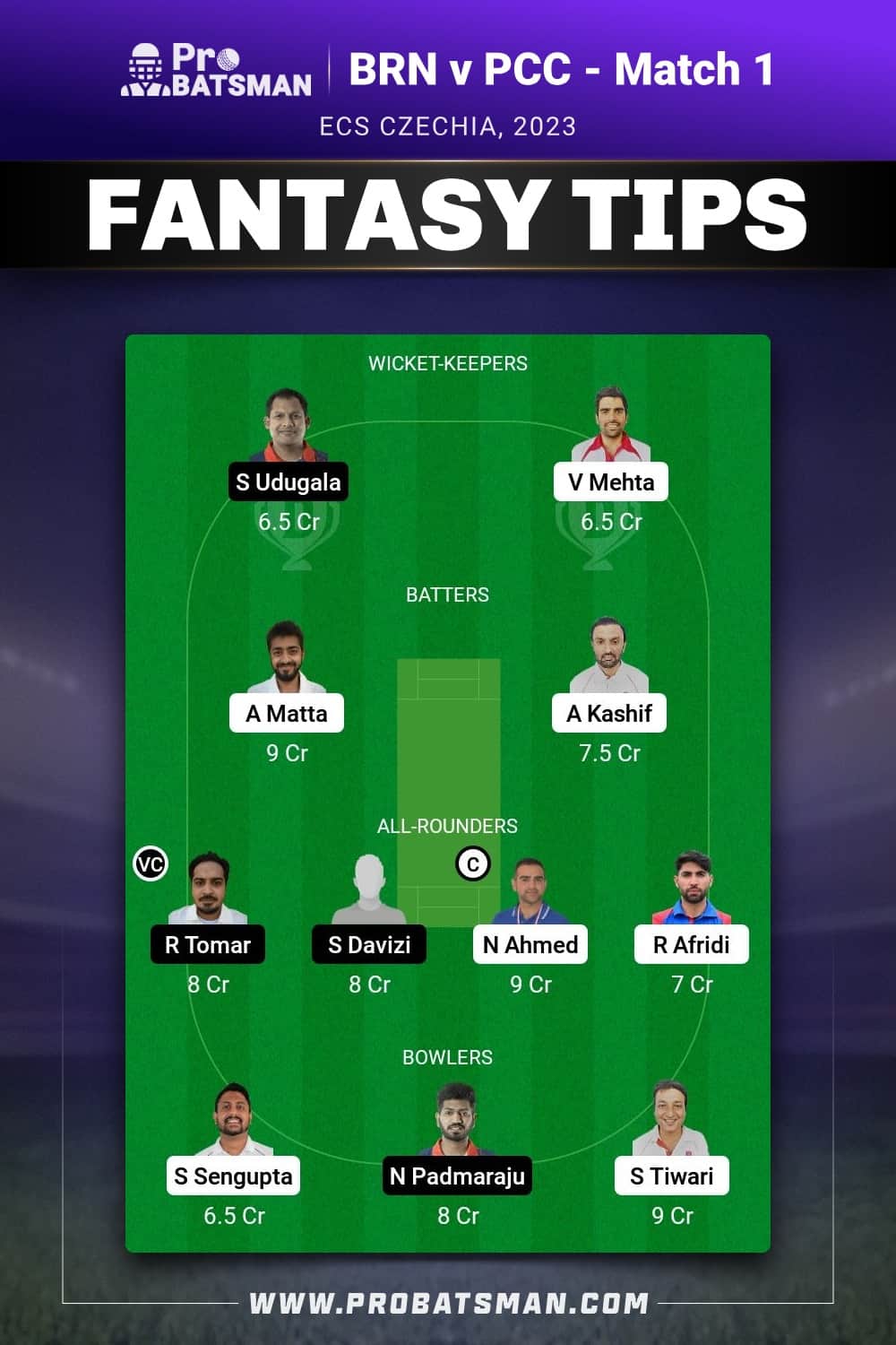BRN vs PCC Dream11 Prediction - Fantasy Team 1 BRN vs PCC Dream11 Prediction - Fantasy Team 1