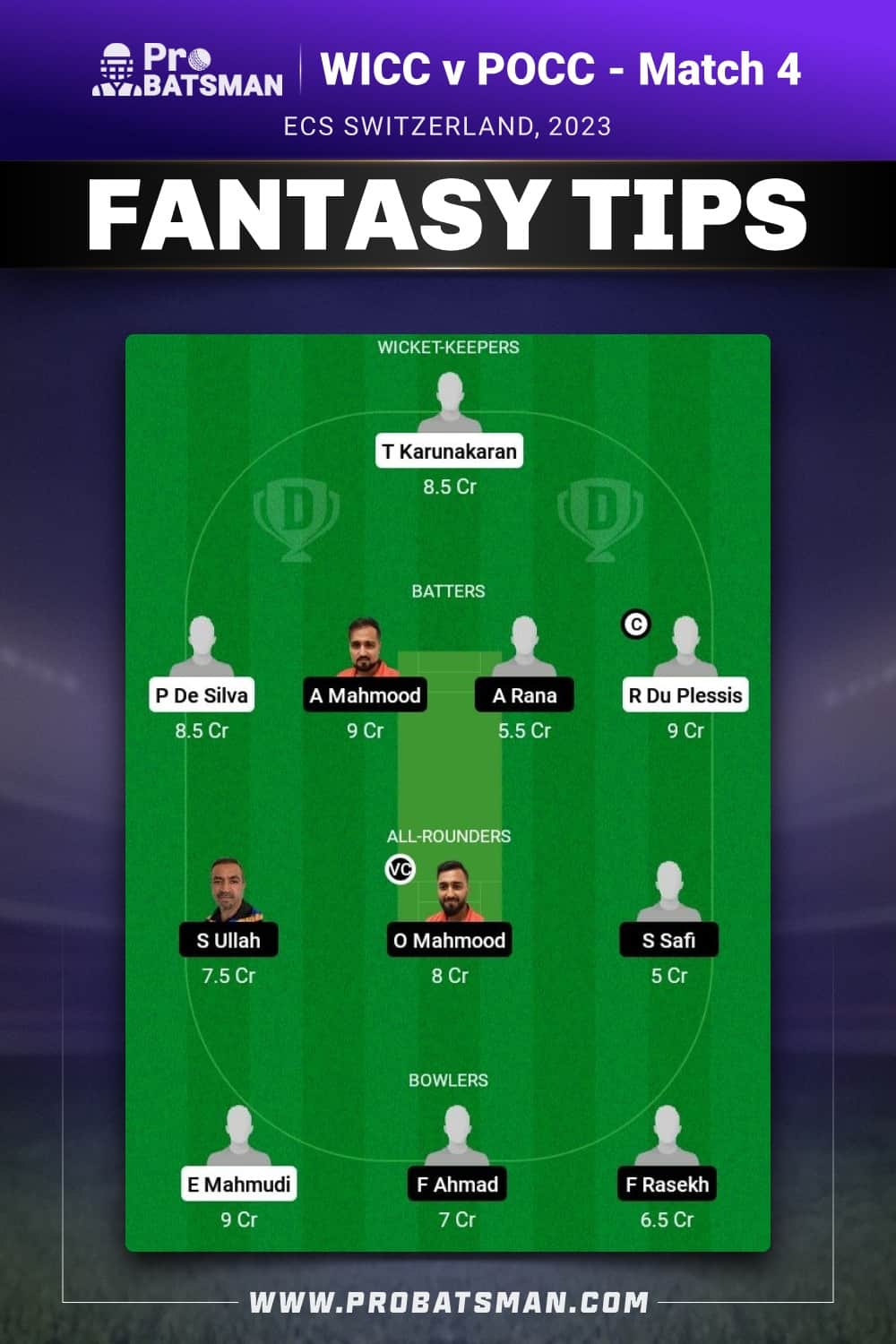 WICC vs POCC Dream11 Prediction - Fantasy Team 2 WICC vs POCC Dream11 Prediction - Fantasy Team 2