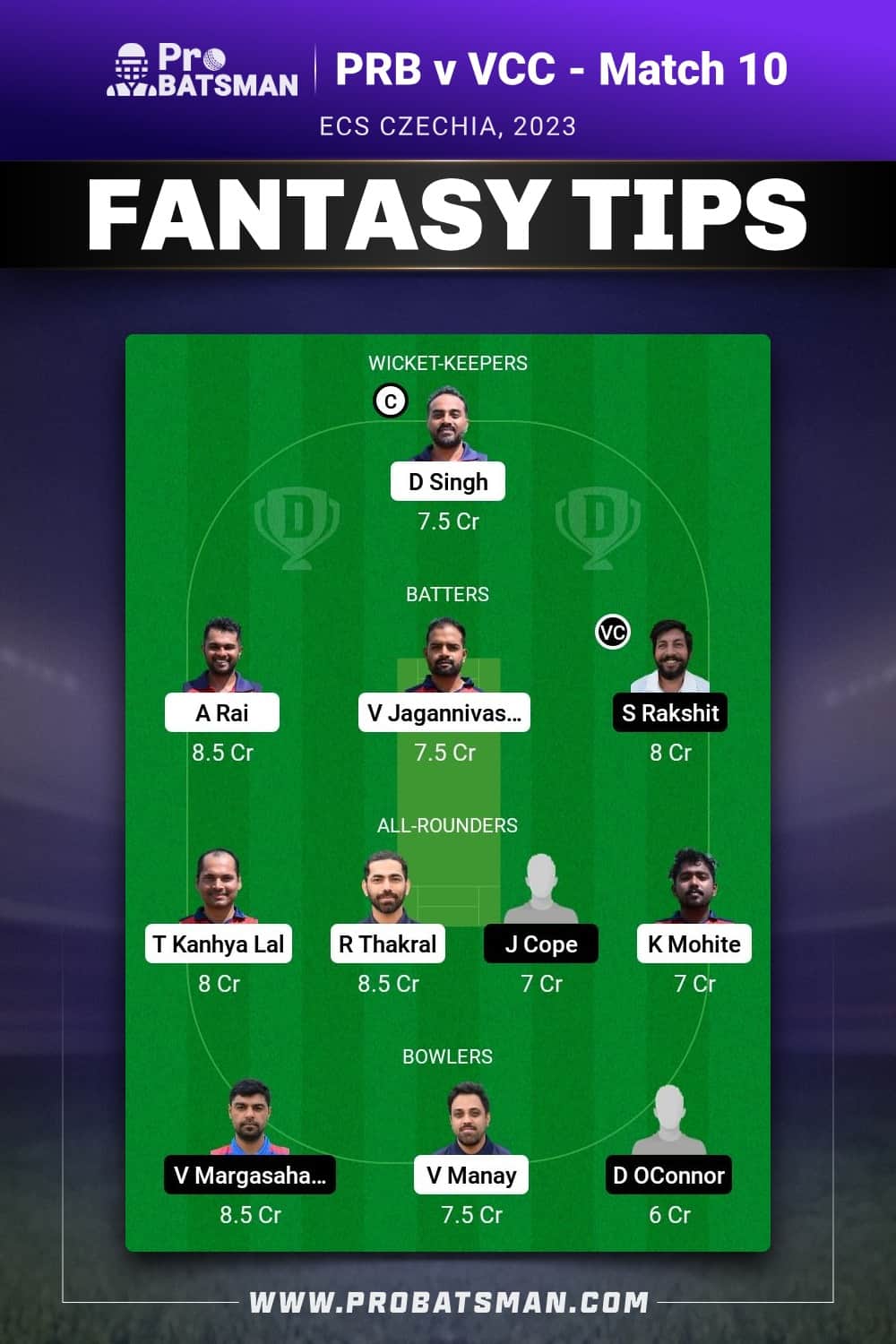 PRB vs VCC Dream11 Prediction - Fantasy Team 2 PRB vs VCC Dream11 Prediction - Fantasy Team 2