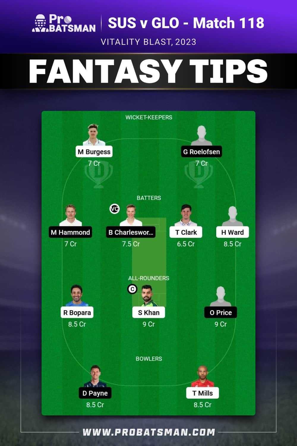 SUS vs GLO Dream11 Prediction - Fantasy Team 2 SUS vs GLO Dream11 Prediction - Fantasy Team 2