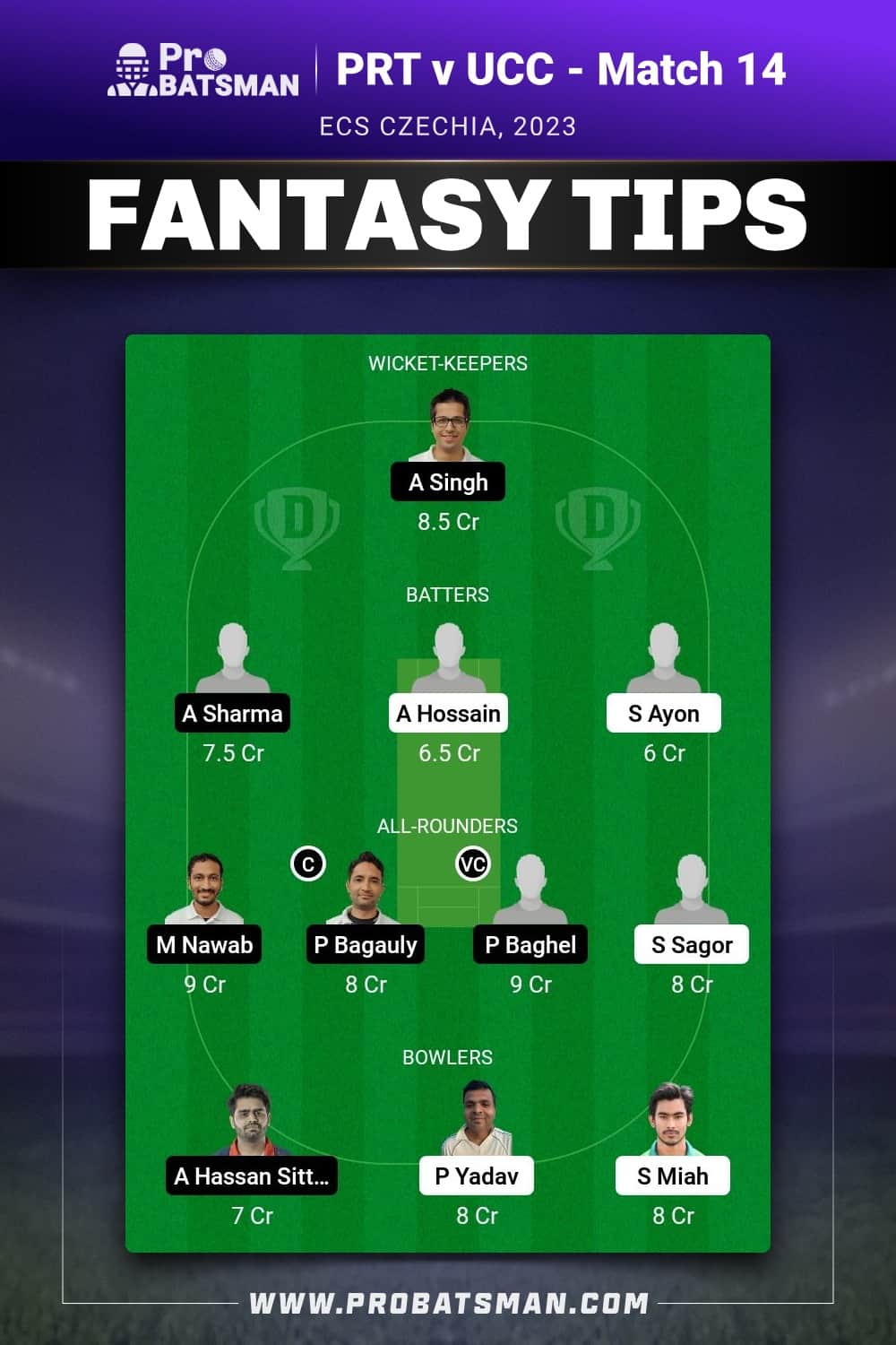 PRT vs UCC Dream11 Prediction - Fantasy Team 1 PRT vs UCC Dream11 Prediction - Fantasy Team 1