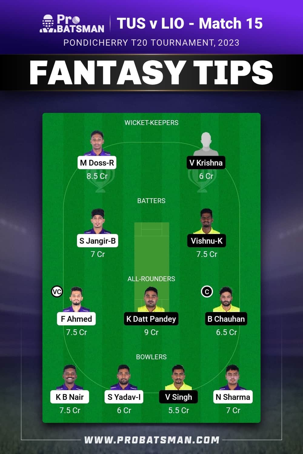 TUS vs LIO Dream11 Prediction - Fantasy Team 1 TUS vs LIO Dream11 Prediction - Fantasy Team 1