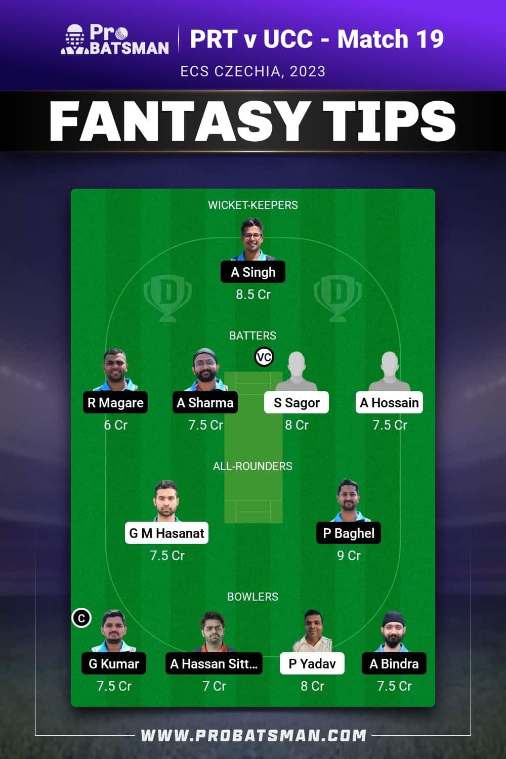 PRT vs UCC Dream11 Prediction - Fantasy Team 2 PRT vs UCC Dream11 Prediction - Fantasy Team 2