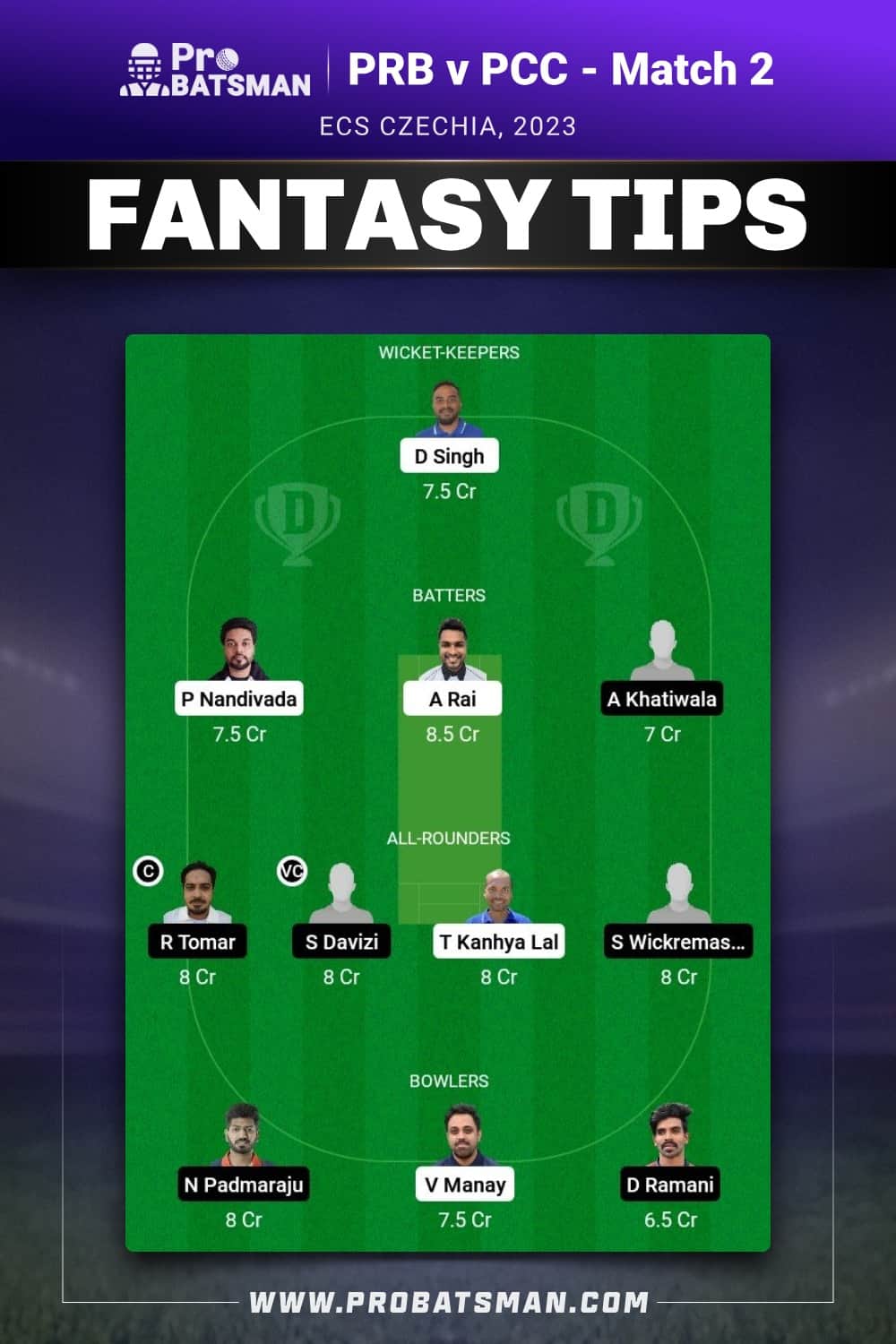 PRB vs PCC Dream11 Prediction - Fantasy Team 1 PRB vs PCC Dream11 Prediction - Fantasy Team 1
