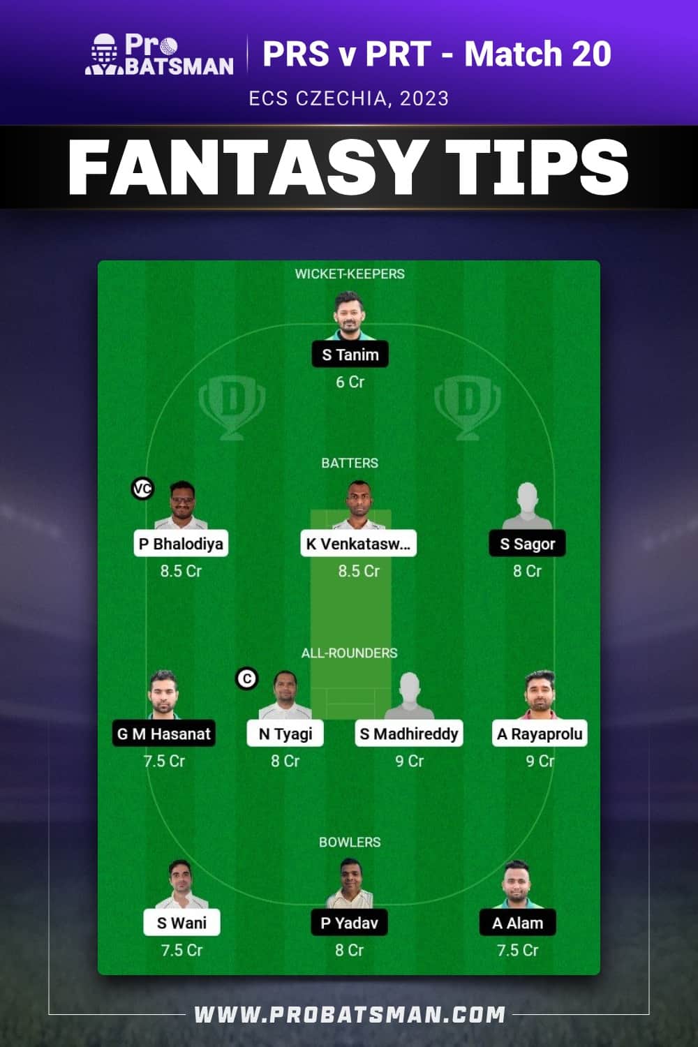 PRS vs PRT Dream11 Prediction - Fantasy Team 1 PRS vs PRT Dream11 Prediction - Fantasy Team 1