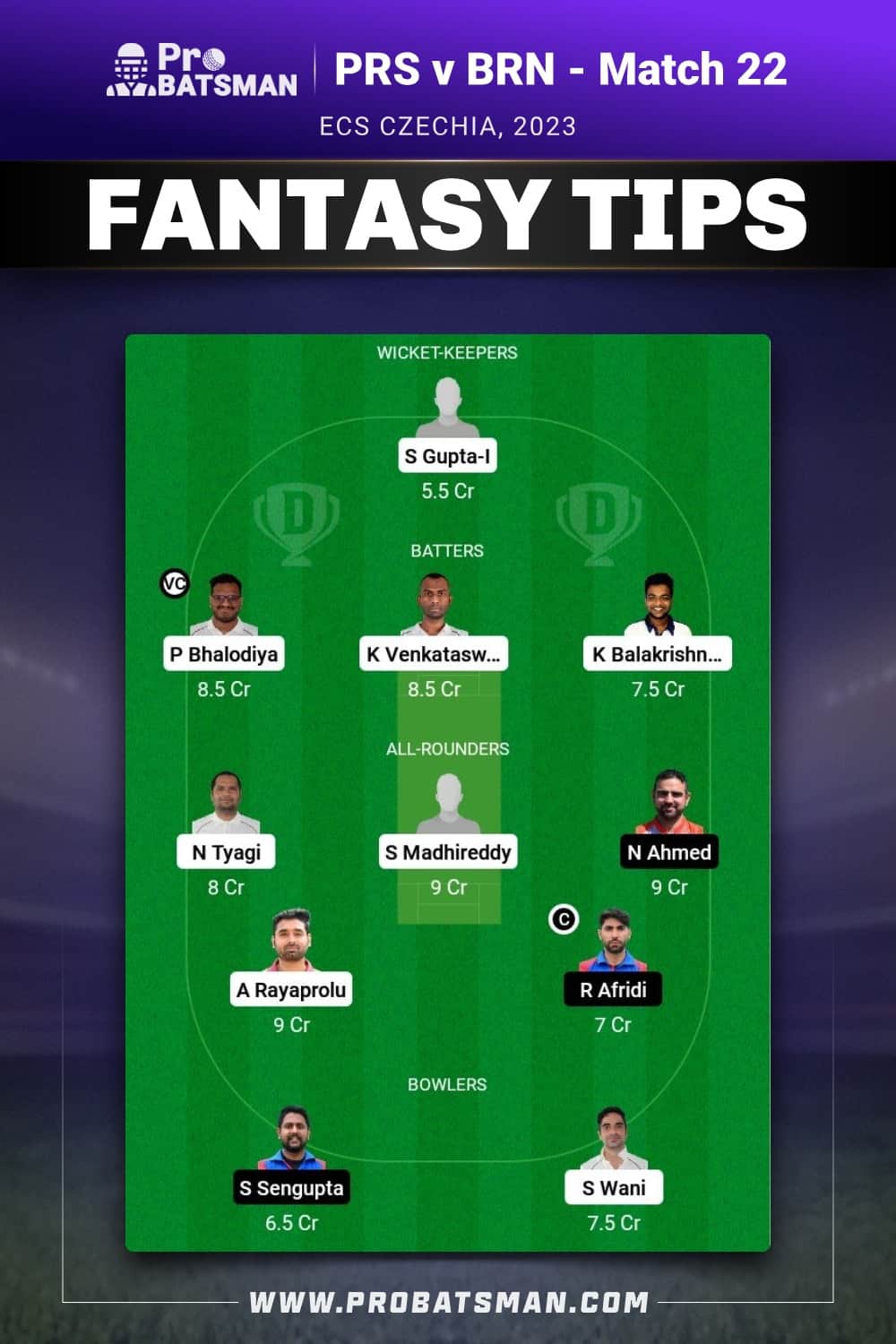PRS vs BRN Dream11 Prediction - Fantasy Team 1 PRS vs BRN Dream11 Prediction - Fantasy Team 1
