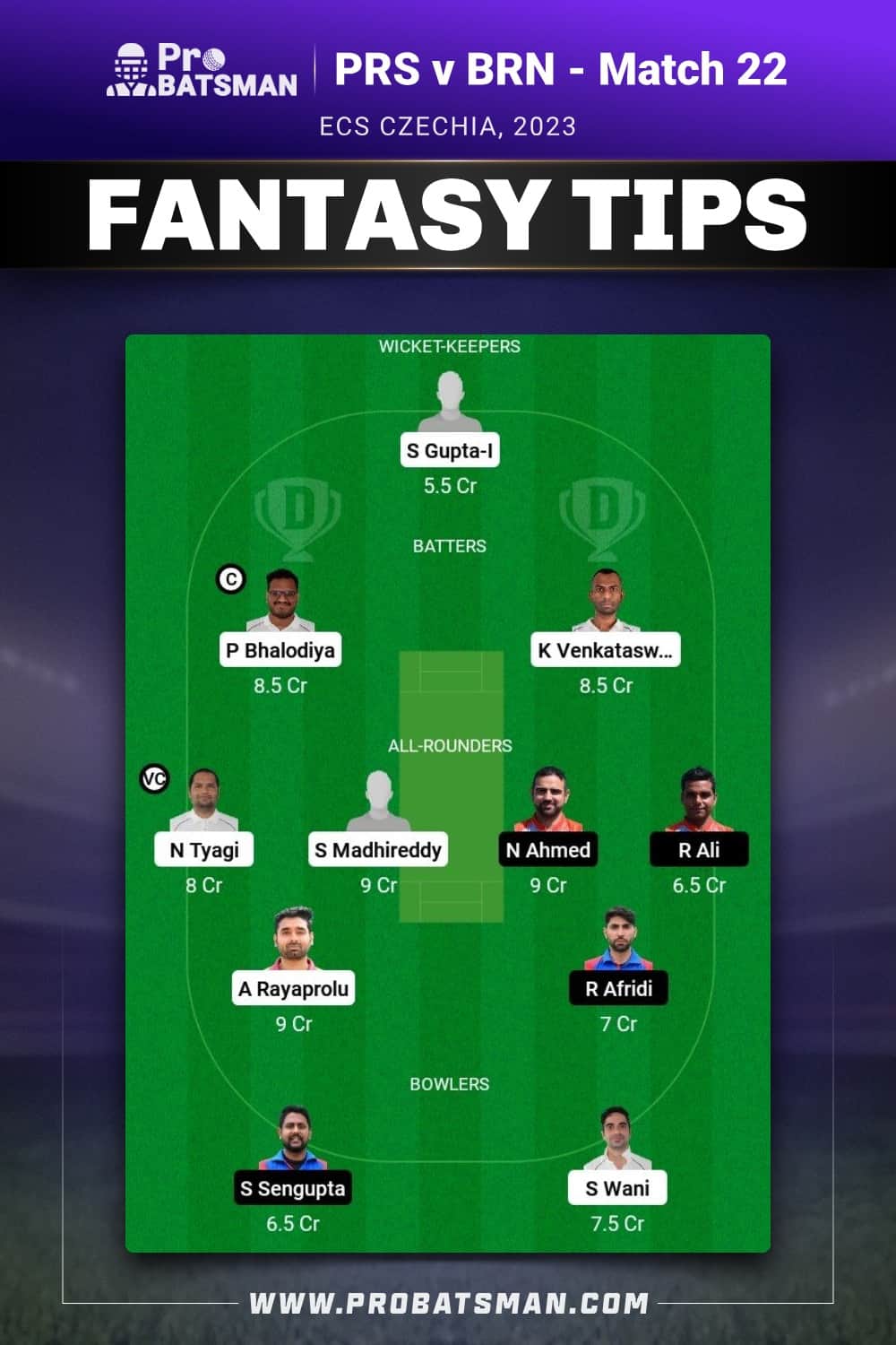 PRS vs BRN Dream11 Prediction - Fantasy Team 2 PRS vs BRN Dream11 Prediction - Fantasy Team 2