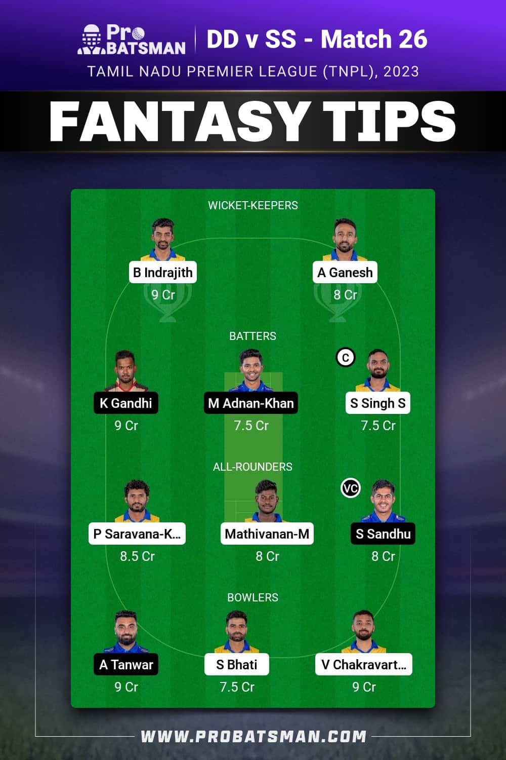 DD vs SS Dream11 Prediction - Fantasy Team 2