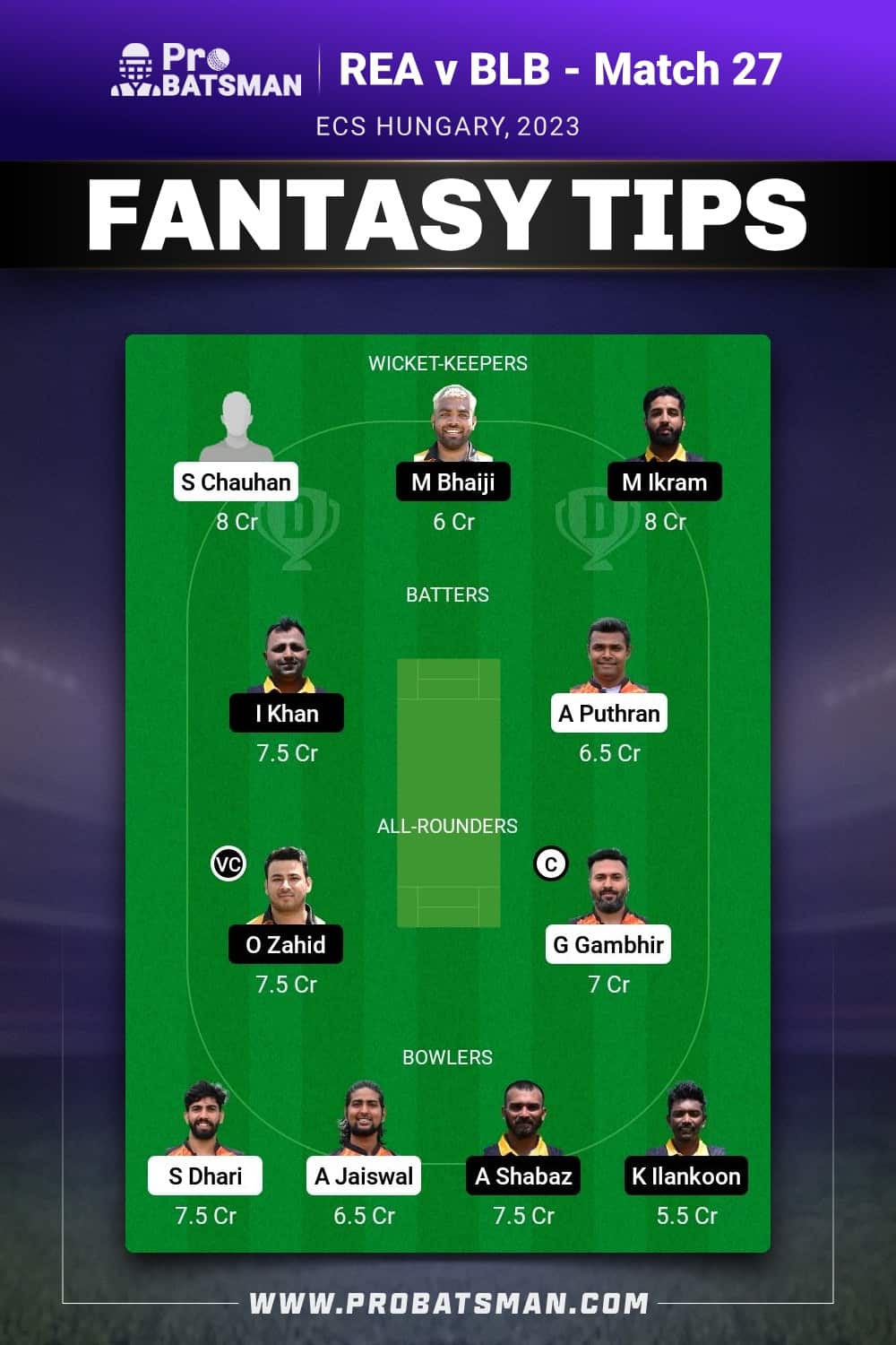 REA vs BLB Dream11 Prediction - Fantasy Team 1 REA vs BLB Dream11 Prediction - Fantasy Team 1