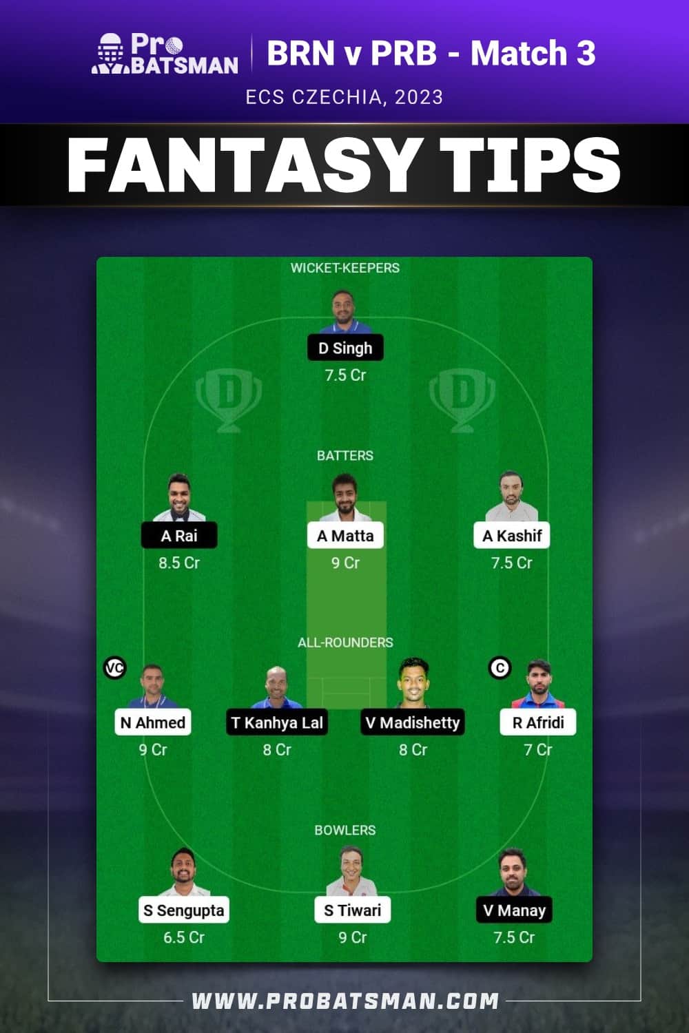 BRN vs PRB Dream11 Prediction - Fantasy Team 1 BRN vs PRB Dream11 Prediction - Fantasy Team 1