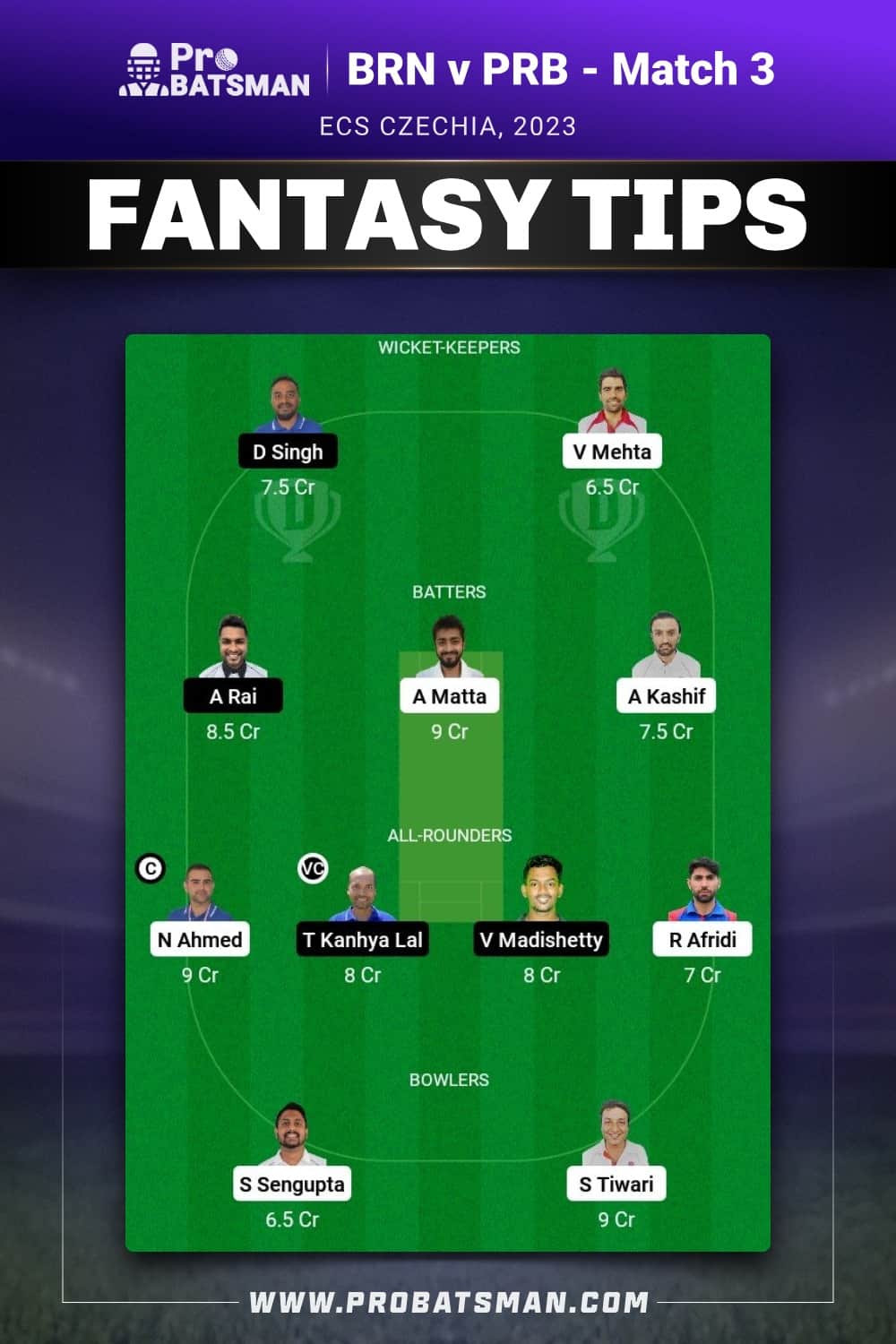 BRN vs PRB Dream11 Prediction - Fantasy Team 2 BRN vs PRB Dream11 Prediction - Fantasy Team 2