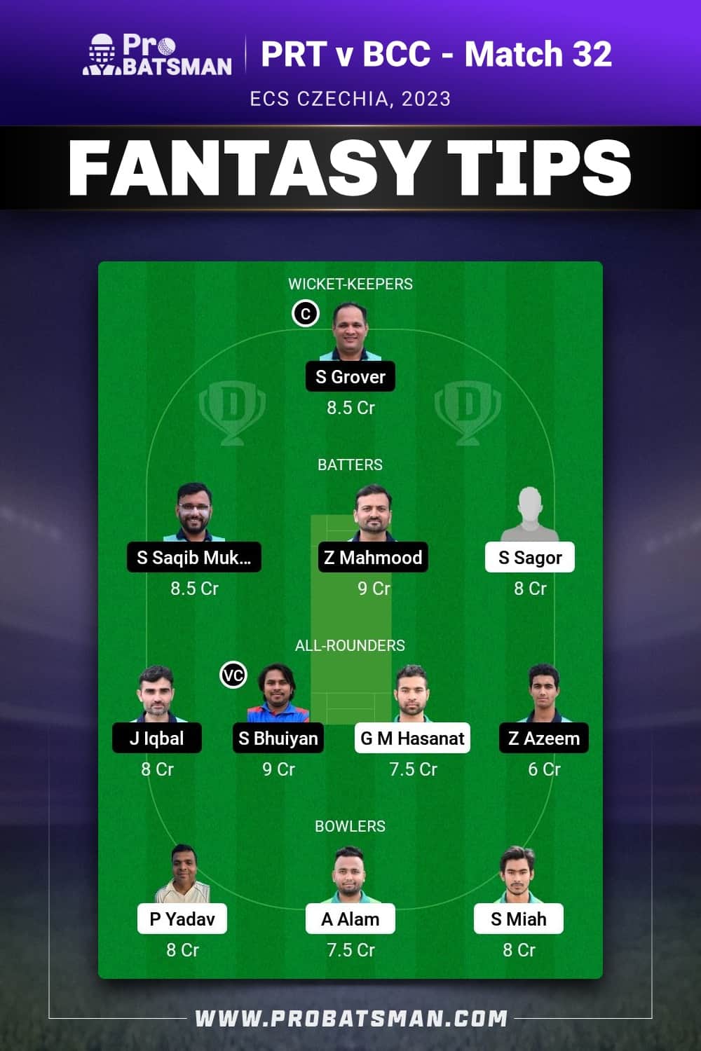 PRT vs BCC Dream11 Prediction - Fantasy Team 2 PRT vs BCC Dream11 Prediction - Fantasy Team 2