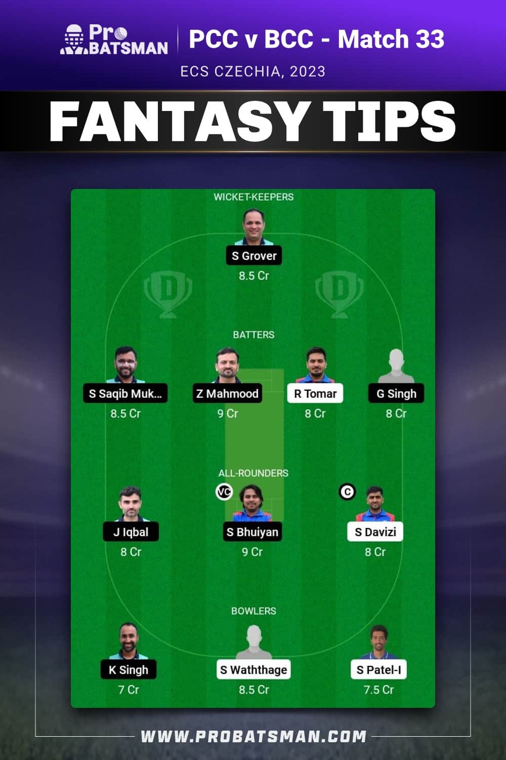 PCC vs BCC Dream11 Prediction - Fantasy Team 2 PCC vs BCC Dream11 Prediction - Fantasy Team 2